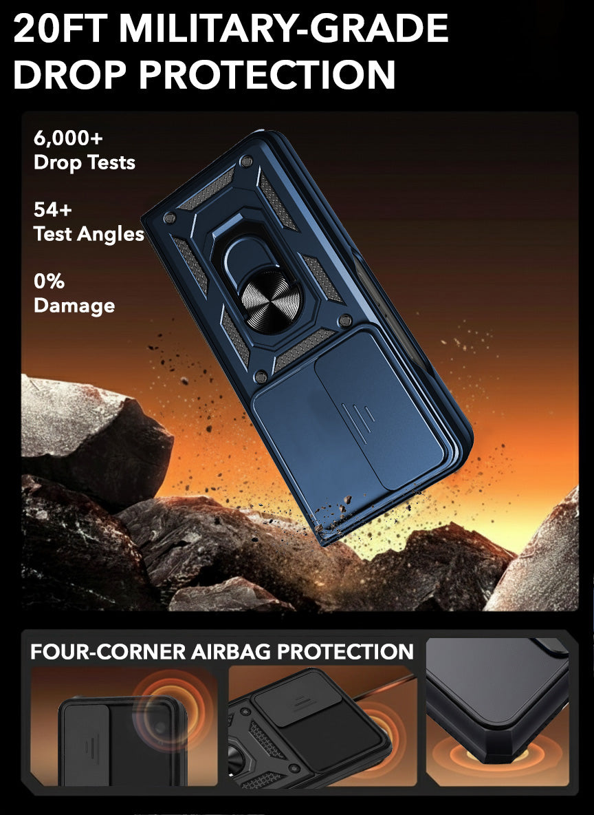 For Samsung Galaxy Z Fold 8 Ultra Back Cover Case Hybrid Armor (Sliding Shutter Camera Protection | Polycarbonate |Ring Holder Kickstand)