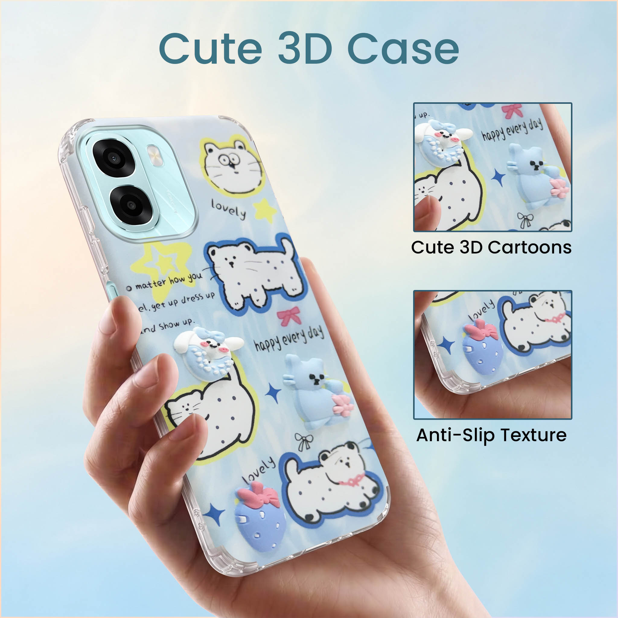 For Oppo A6X | Oppo A6S Back Cover Case (3D Cute Cartoons | Hard Back Side Soft | Matte Premium Finish | HD Printing)