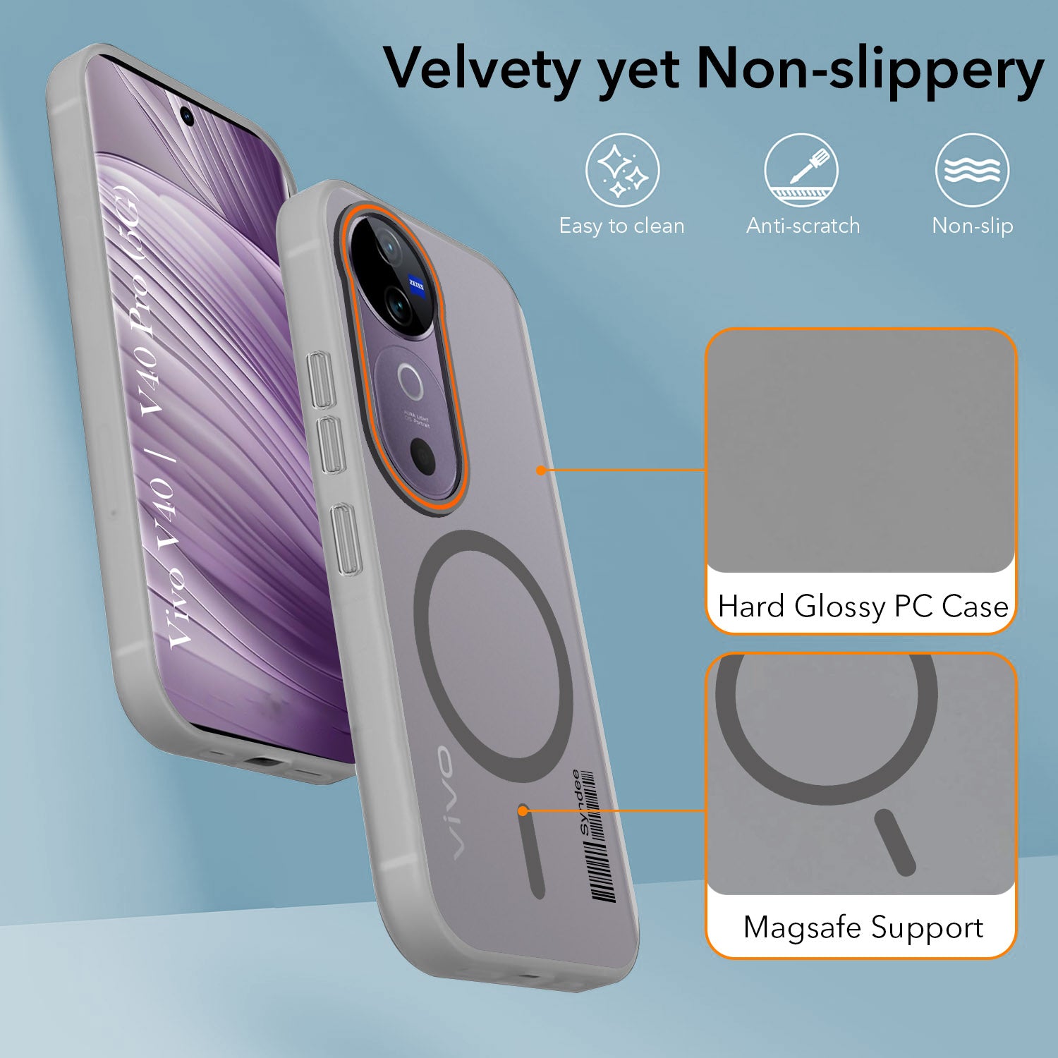 For Vivo V40 | Vivo V40 Pro 5G Back Cover Case (Soft Touch | Camera Bump Protection | MagSafe Compatible | Matte Finish)