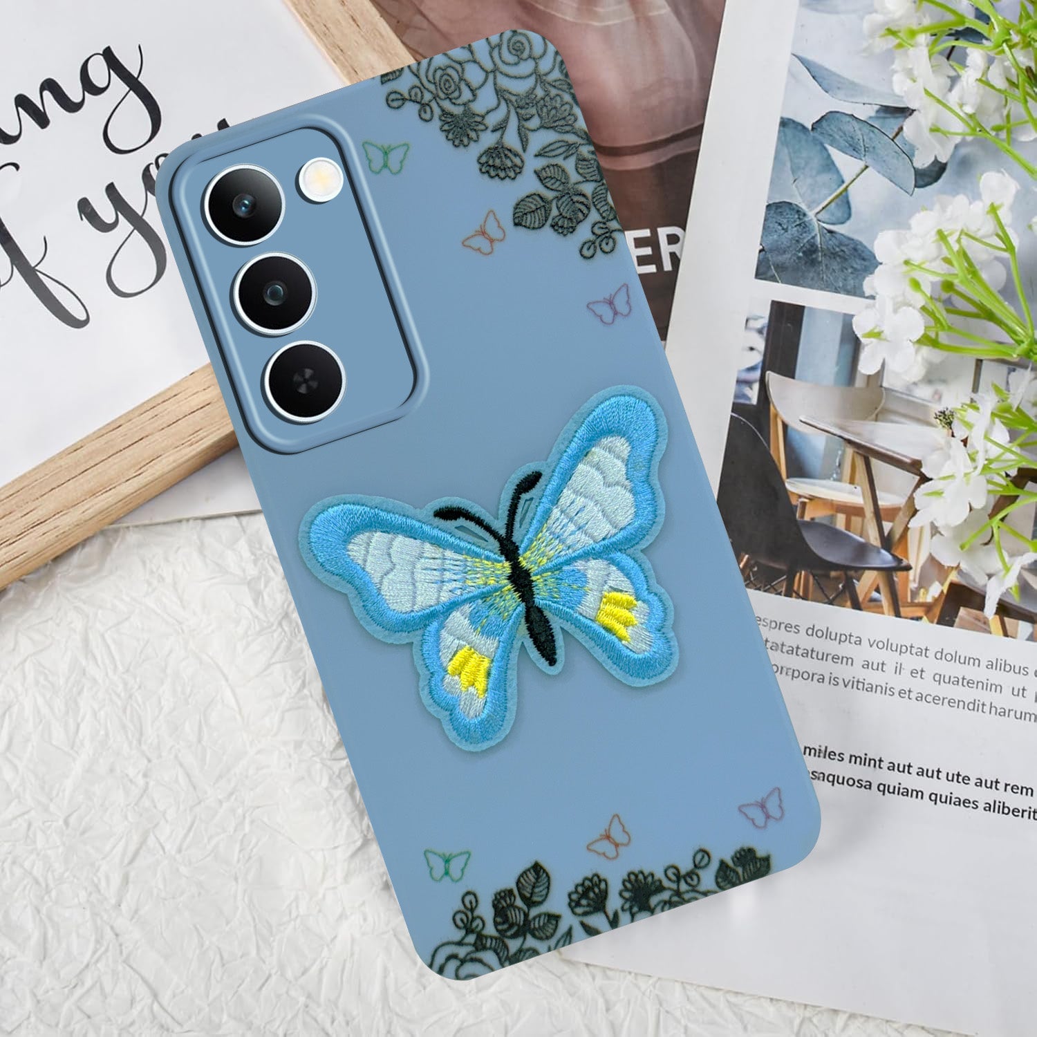 For Realme P4 Lite 5G | Realme Narzo 100 Lite 5G Back Cover Case (Soft Butterfly Embroidery | Women Teen Girls | Camera Protection| Matte Silicone)