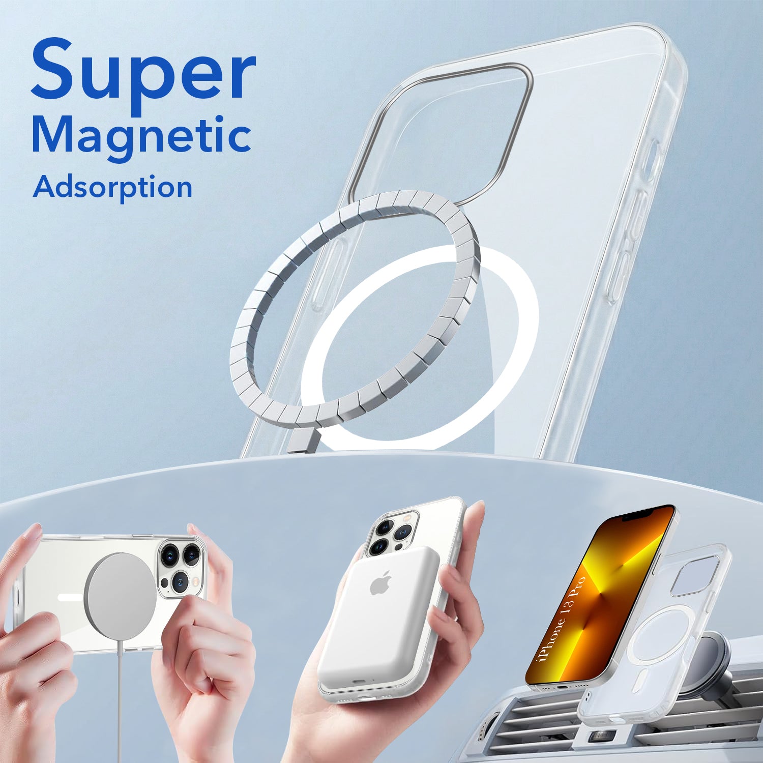 For Apple iPhone 13 Pro Back Case Cover Lifetime Anti-Yellow MagSafe Compatible Clear (Sleek Hard Crystal | Camera Protection and Shockproof)