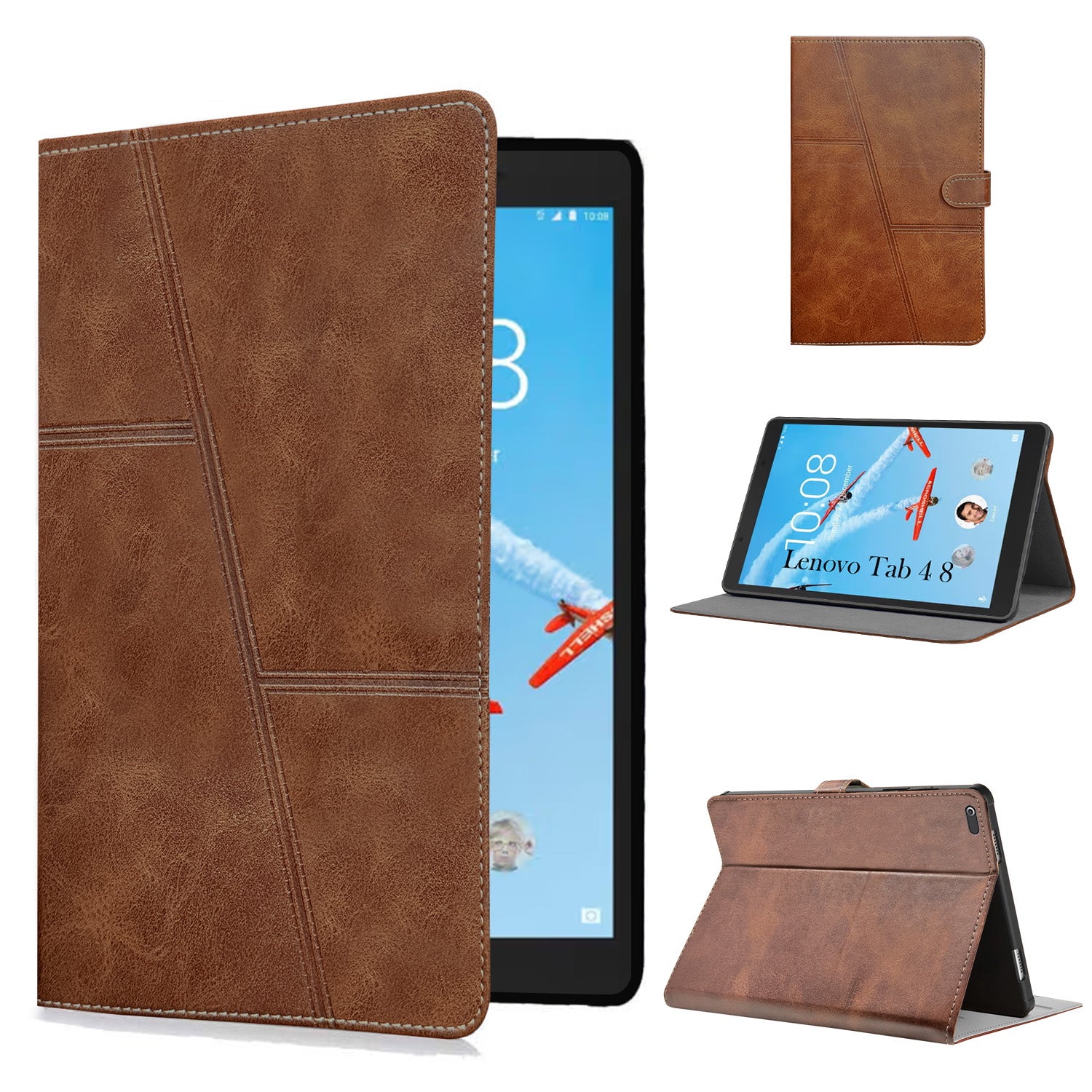 For Lenovo Tab 4 8 8 Inch TB-8504X/8504F Flip Cover Folio Case (PU Leather | Multi-Angle Smart Stand | Card Storage Slots | Silicone Back Pouch)