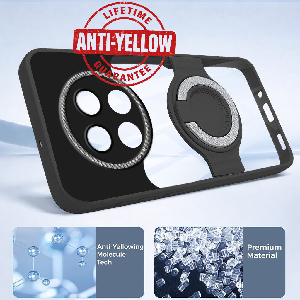 For Oppo F29 Pro Back Cover Case with stand (Built-in Ring Holder Kickstand | Lifetime Anti Yellow | Camera Protection)