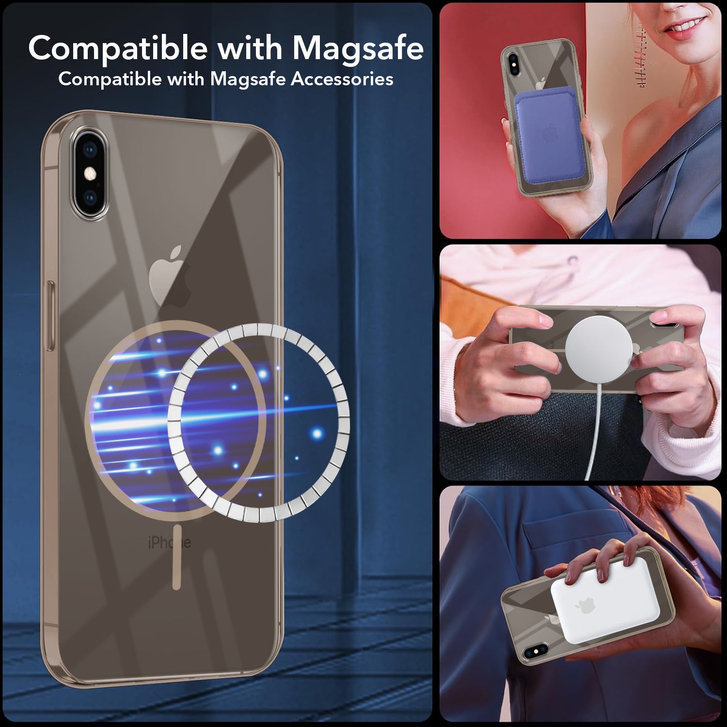 For Apple iPhone Xs Back Cover Case (Crystal Clear Case | MagSafe Wireless Charging Support | Hard Anti Yellow | Camera Protection Bump)