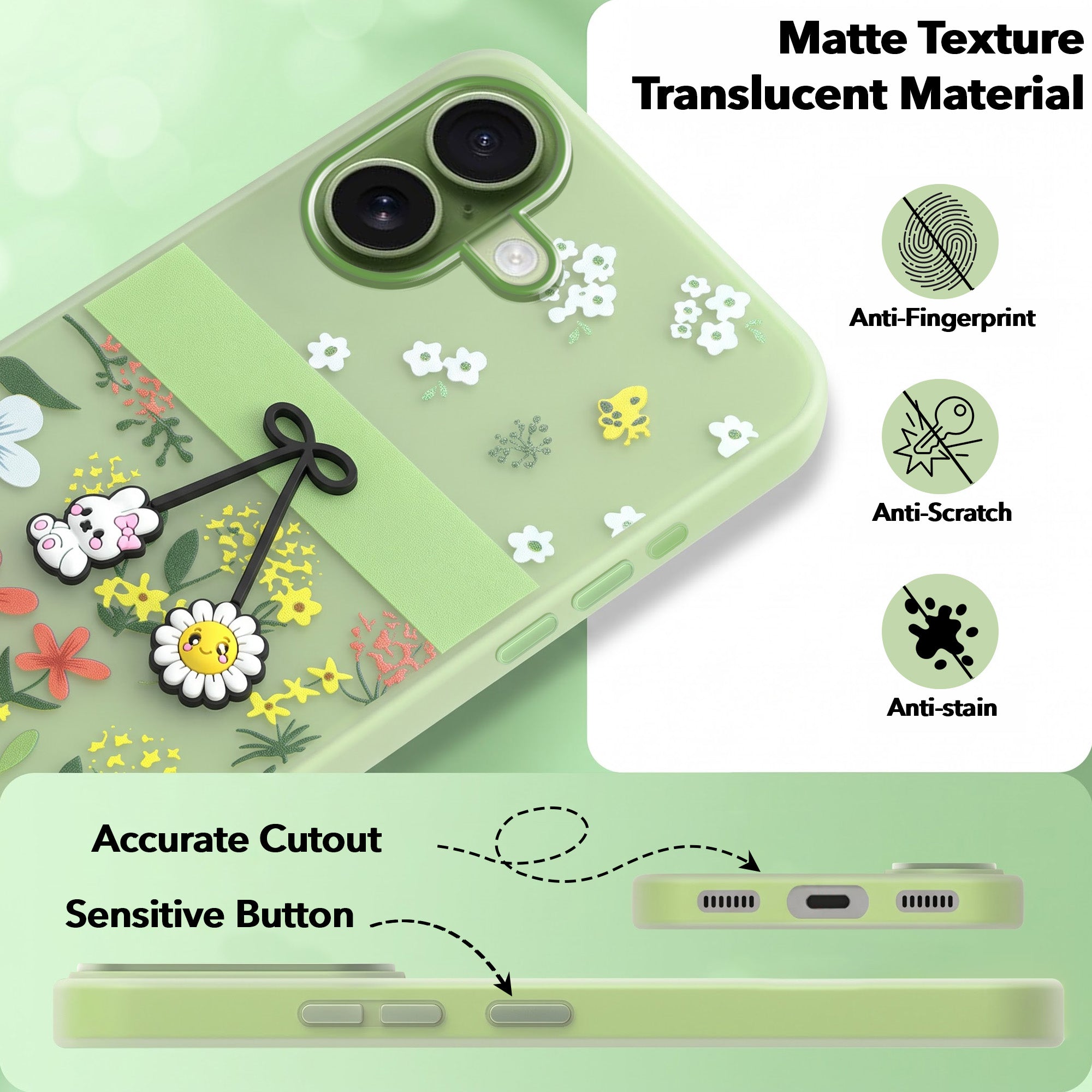 For Apple iPhone 17 Back Cover Case (3D Cute Cartoons | Hard Back Side Soft | Matte Premium Finish | HD Printing)