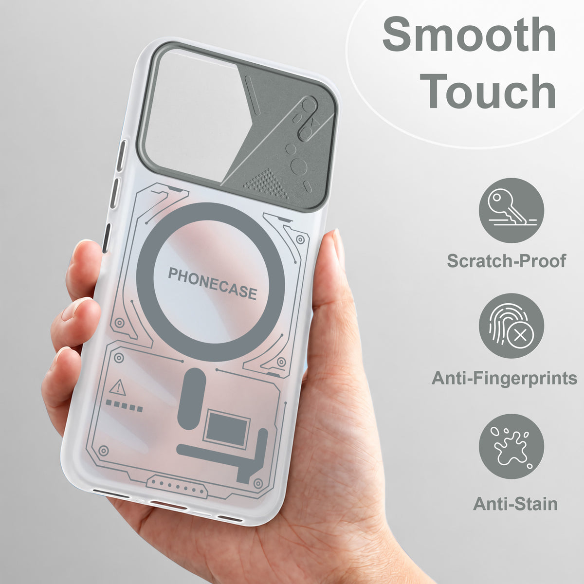 For Oppo F33 Pro 5G Metallic Back Cover Case (Metallic Camera Protection & Buttons | Translucent Milky Shade | Hard Polycarbonate)