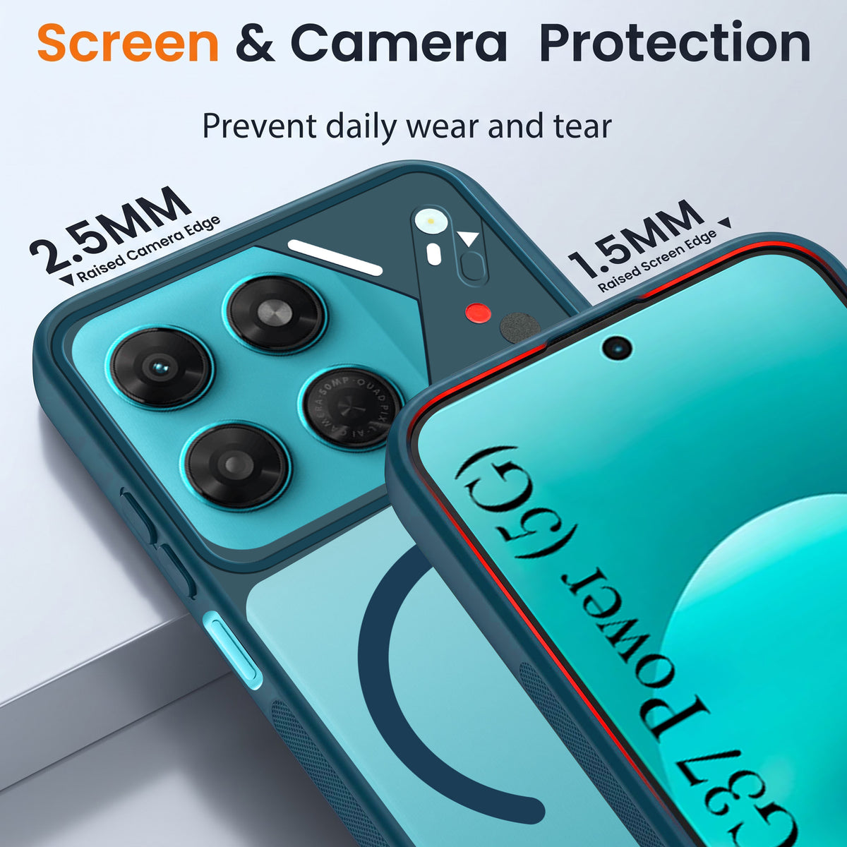 For Motorola Moto G37 Power Back Cover Case Lifetime Anti-Yellow Clear (Camera Protection | Side Grip | Wireless MagSafe Compatible)