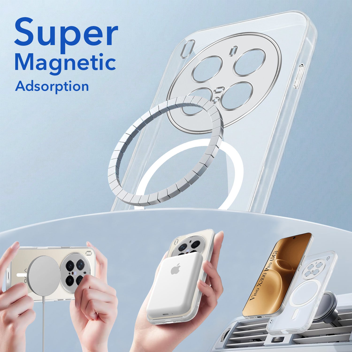 For Vivo X300 Pro Back Cover Case Lifetime Anti-Yellow MagSafe Compatible Clear (Sleek Hard Crystal | Shockproof and Camera Protection)
