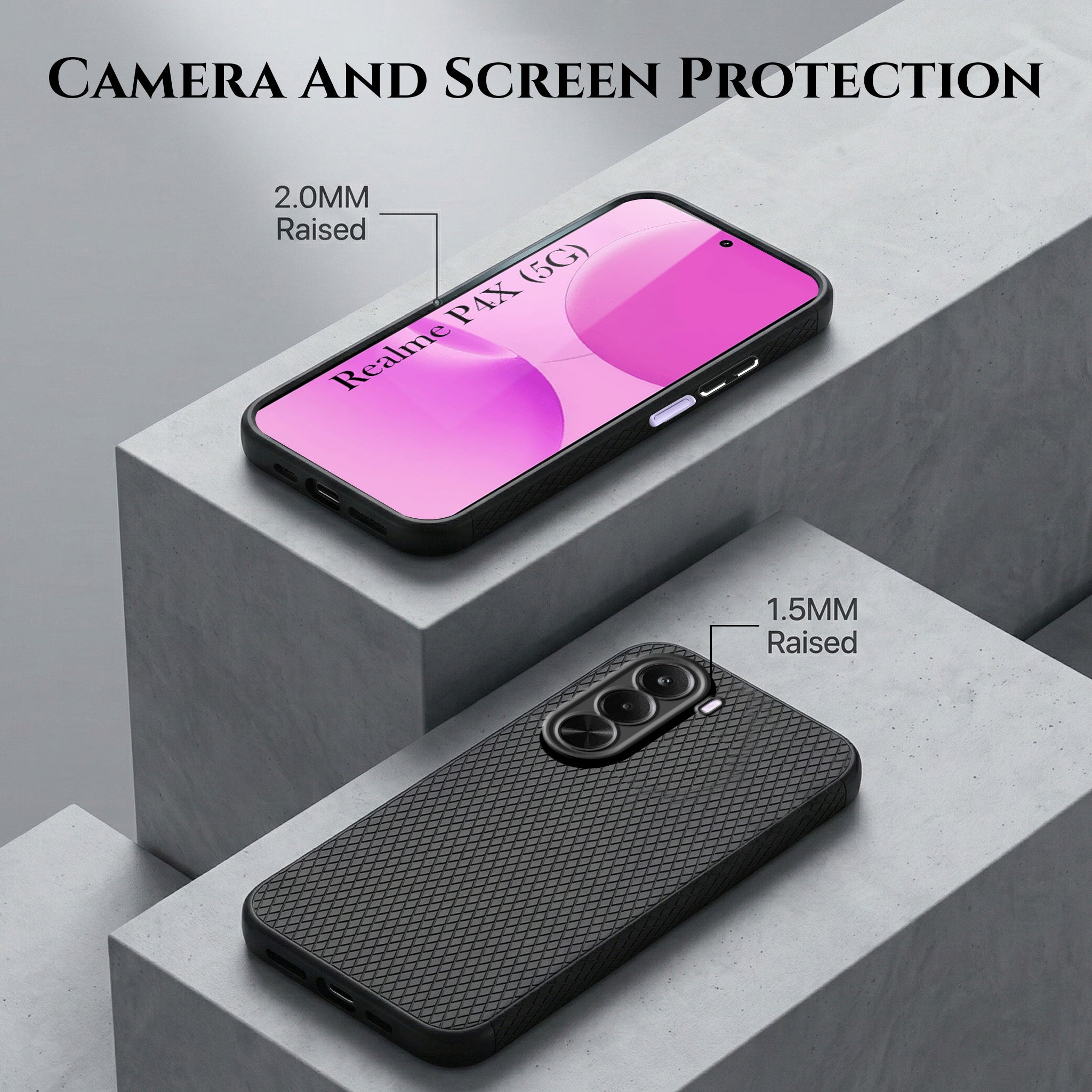 For Realme P4x Combo with Back Cover and 9H Tempered Glass (Liquid Silicone | Camera Protection | Oleophobic Coating Screen Glass)