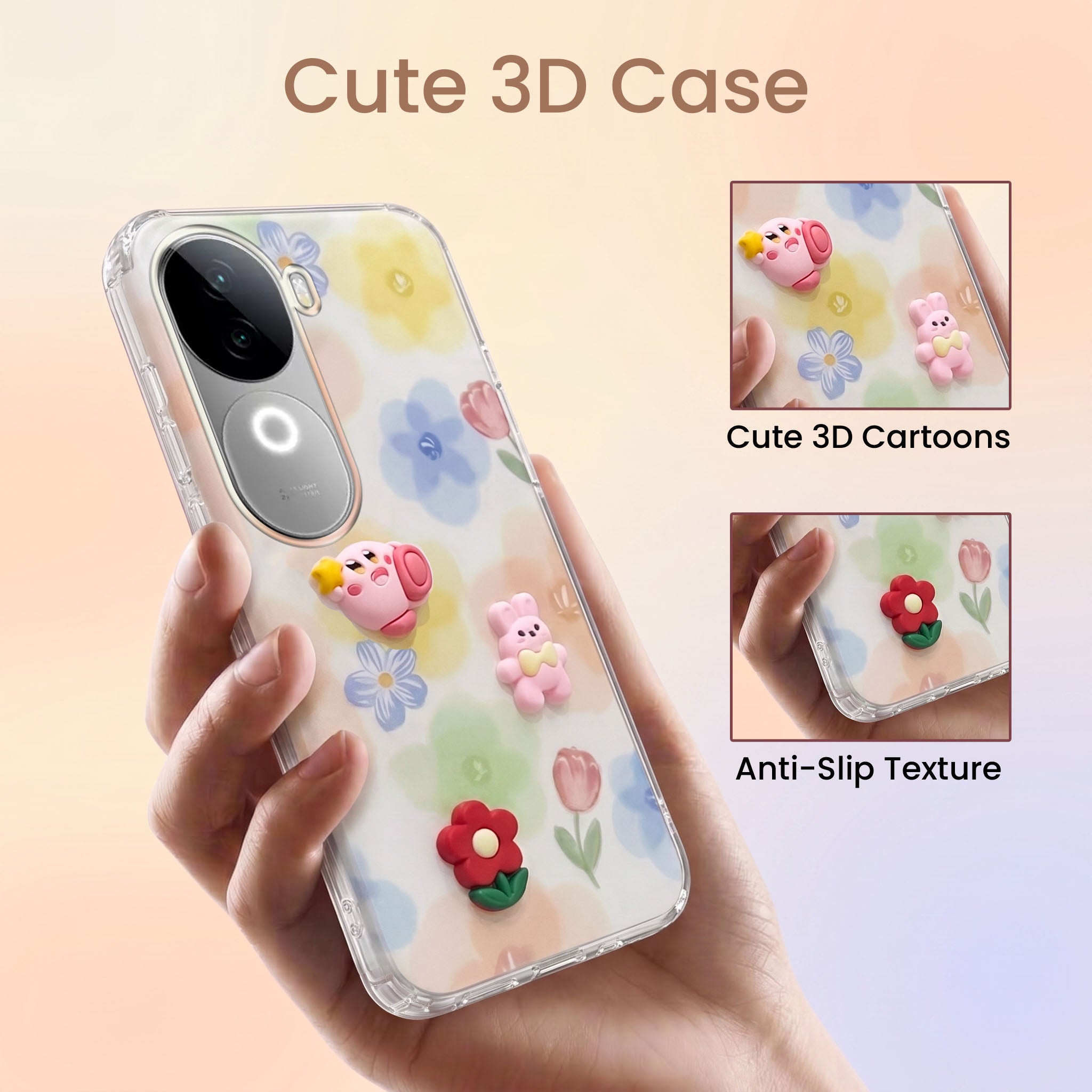 For Vivo iQOO Z9s Back Cover Case (3D Cute Cartoons | Hard Back Side Soft | Matte Premium Finish | HD Printing)