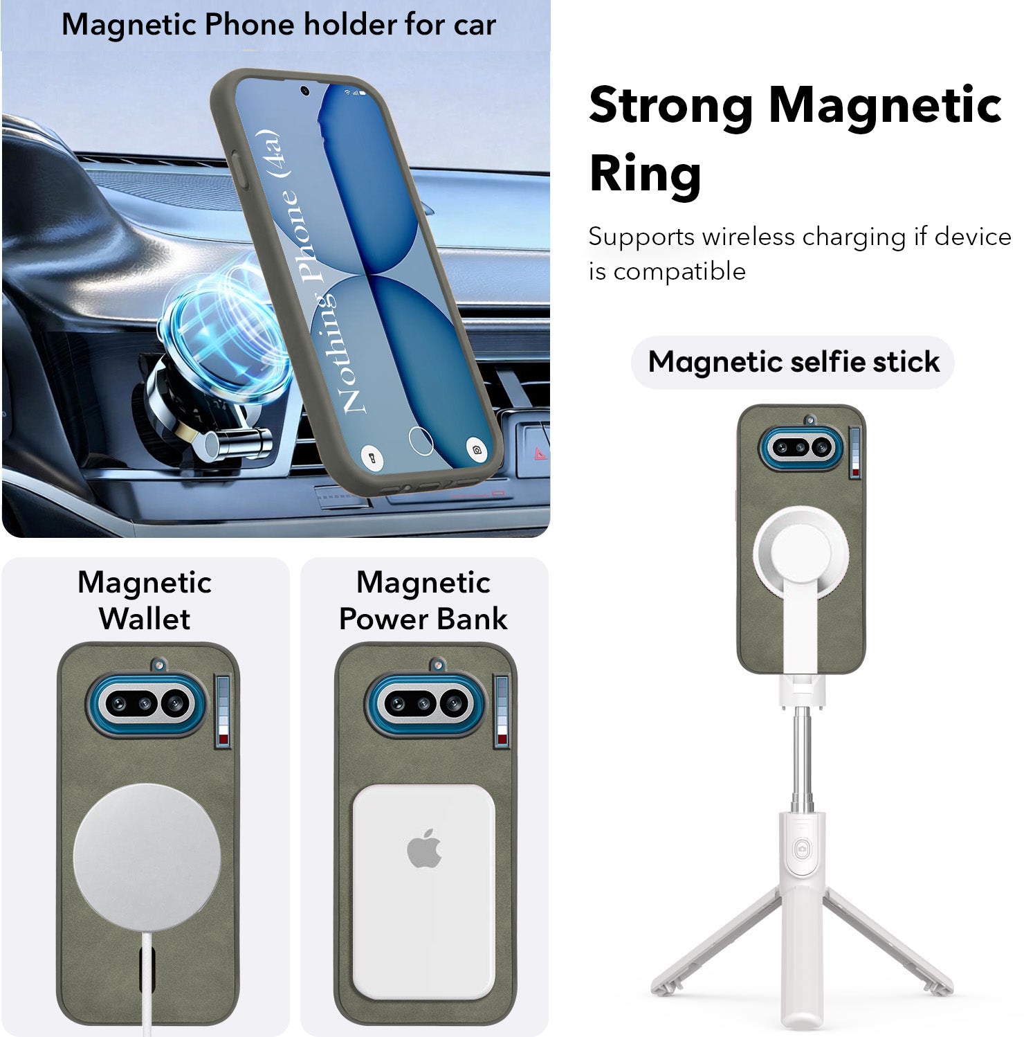 For Nothing Phone 4A 5G Back Cover Case Leather Finish (MagSafe Compatible Wireless Charging | Soft Touch | Camera Bump Protection)