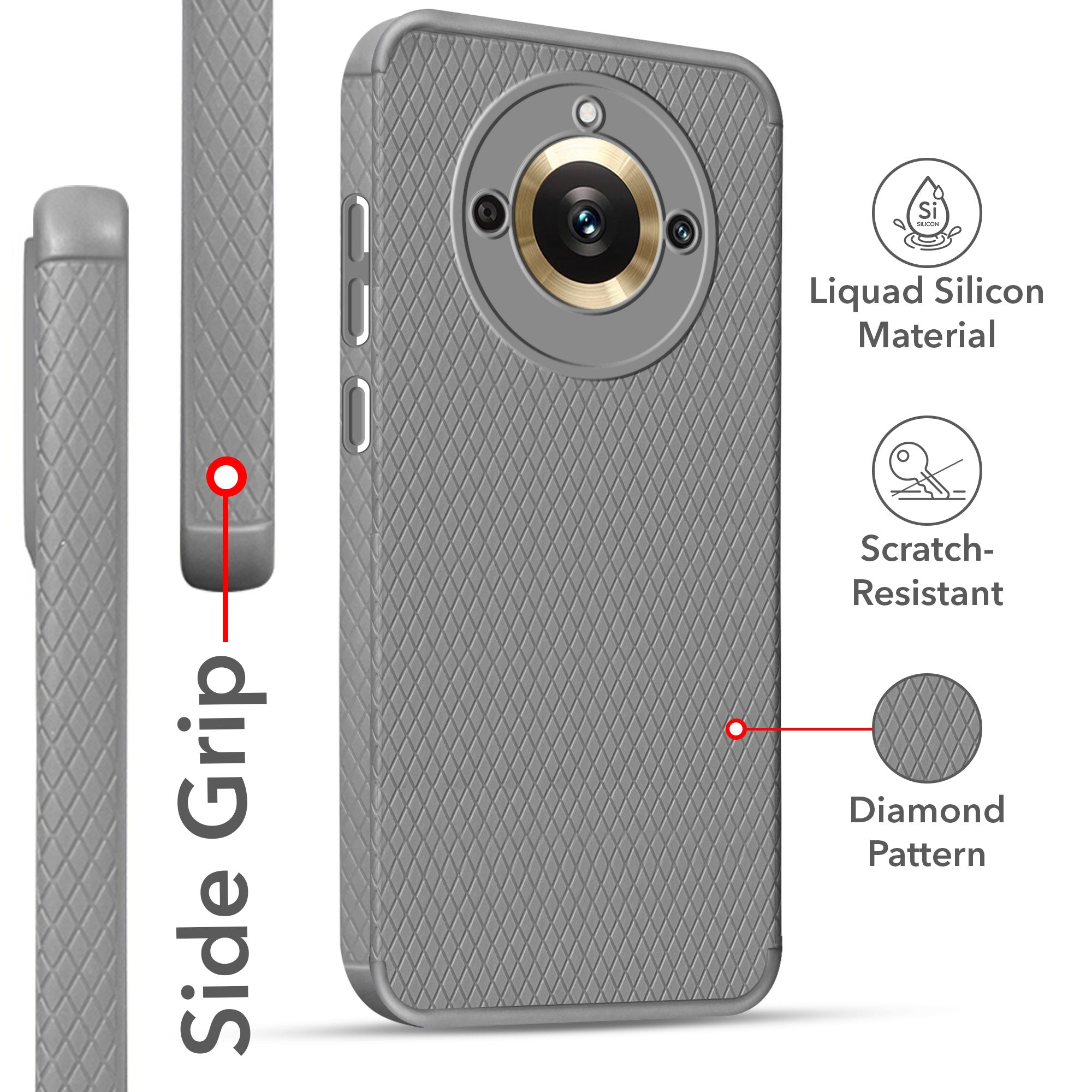 For Realme 11 Pro 5G | 11 Pro Plus Back Cover Case (Liquid Silicone | Side Grip | Camera Protection)