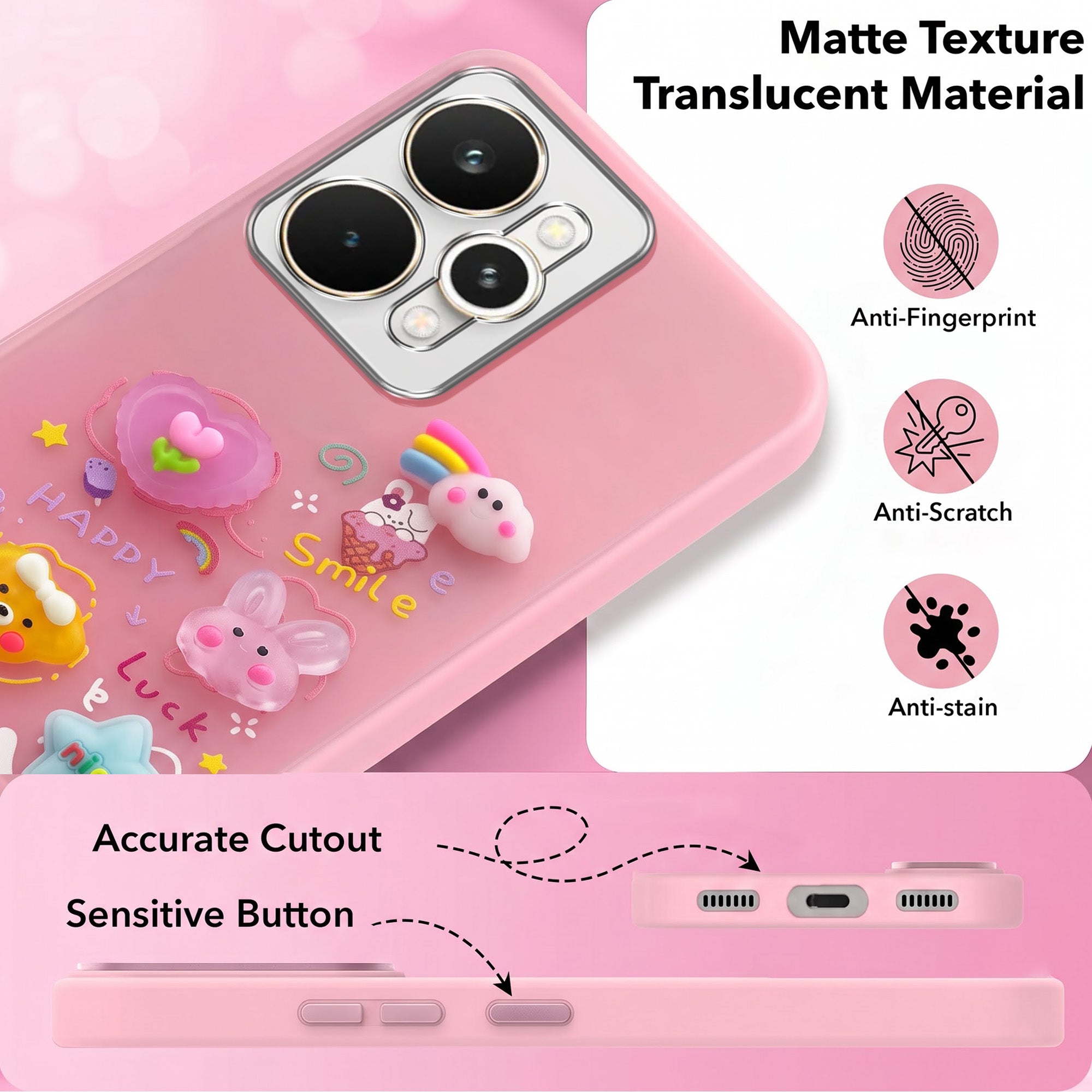 For Realme 15 Back Cover Case (3D Cute Cartoons | Hard Back Side Soft | Matte Premium Finish | HD Printing)