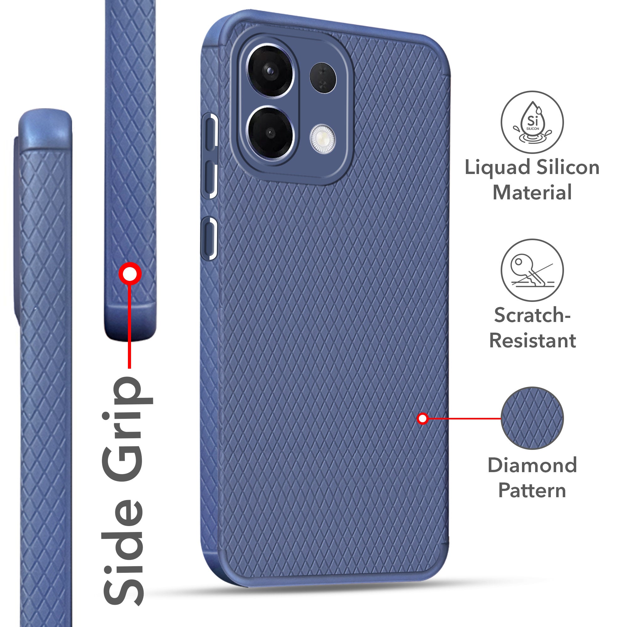 For Oppo K13 Back Cover Case (Liquid Silicone | Side Grip | Camera Protection)