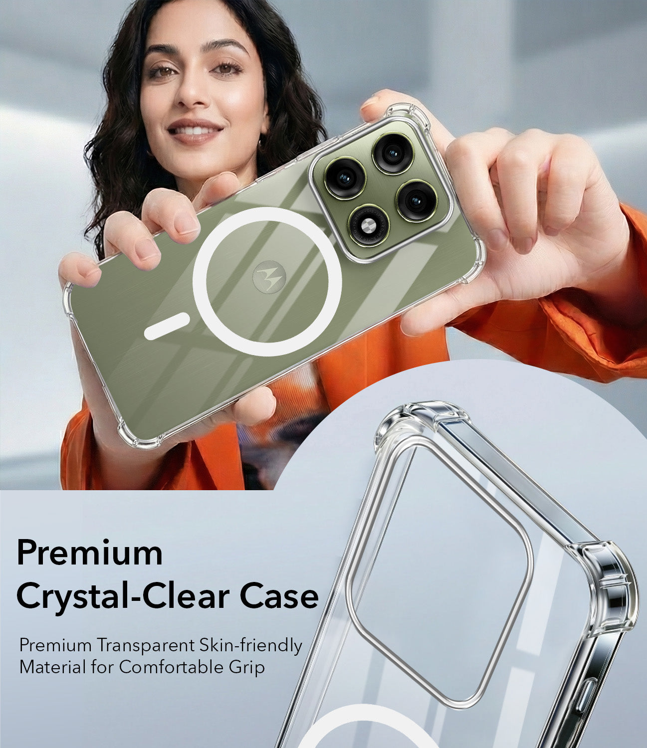 For Motorola Moto Edge 70 Pro Back Cover Shockproof Crystal-Clear (Magsafe Wireless Support | Drop & Camera Protection | Hard Polycarbonate)
