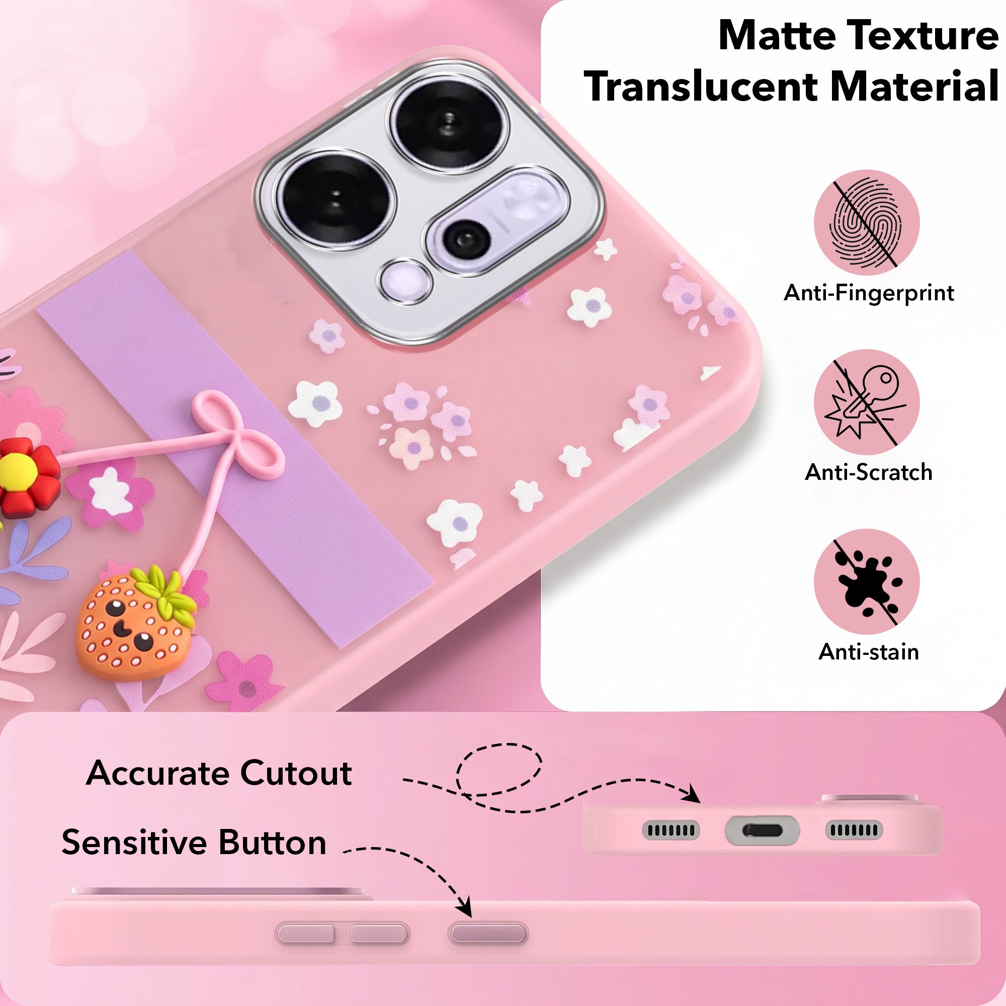 For Oppo Reno14 Pro 5G | Oppo Reno 14 Pro 5G Back Cover Case (3D Cute Cartoons | Hard Back Side Soft | Matte Premium Finish | HD Printing)