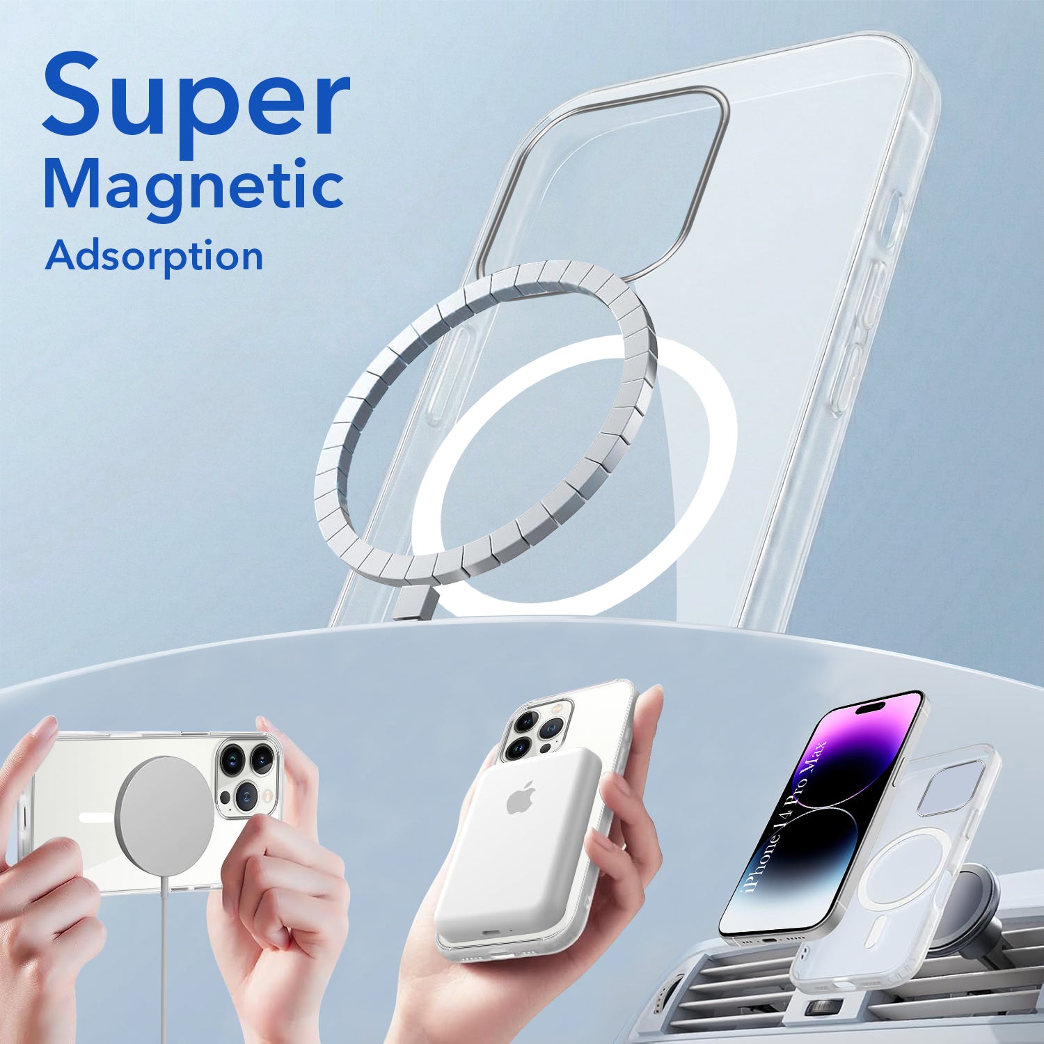 For Apple iPhone 14 Pro Max Back Cover Case Lifetime Anti-Yellow MagSafe Compatible Clear (Sleek Hard Crystal | Camera Protection and Shockproof)
