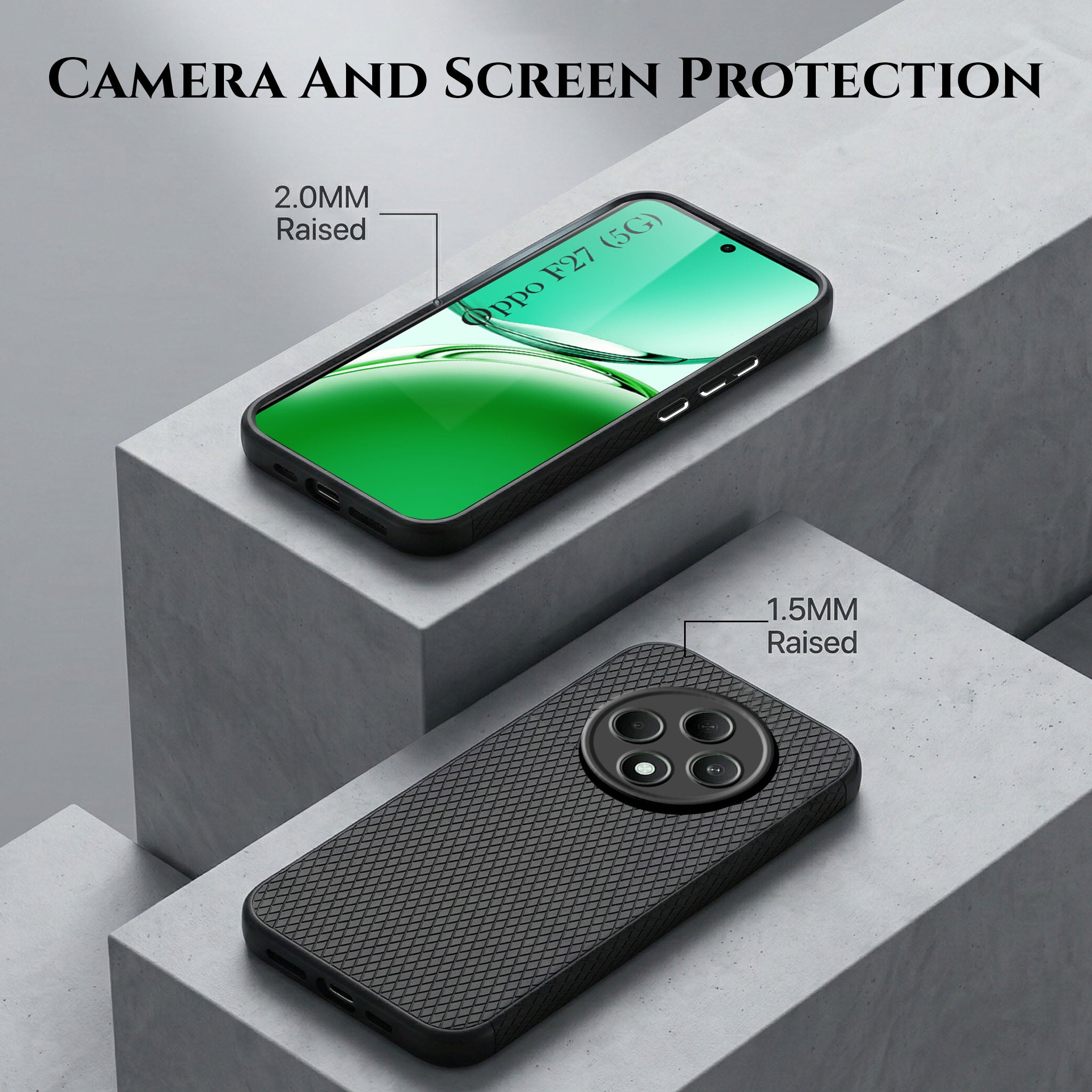 For Oppo F27 5G Combo with Back Cover and 9H Tempered Glass (Liquid Silicone | Camera Protection | Oleophobic Coating Screen Glass)