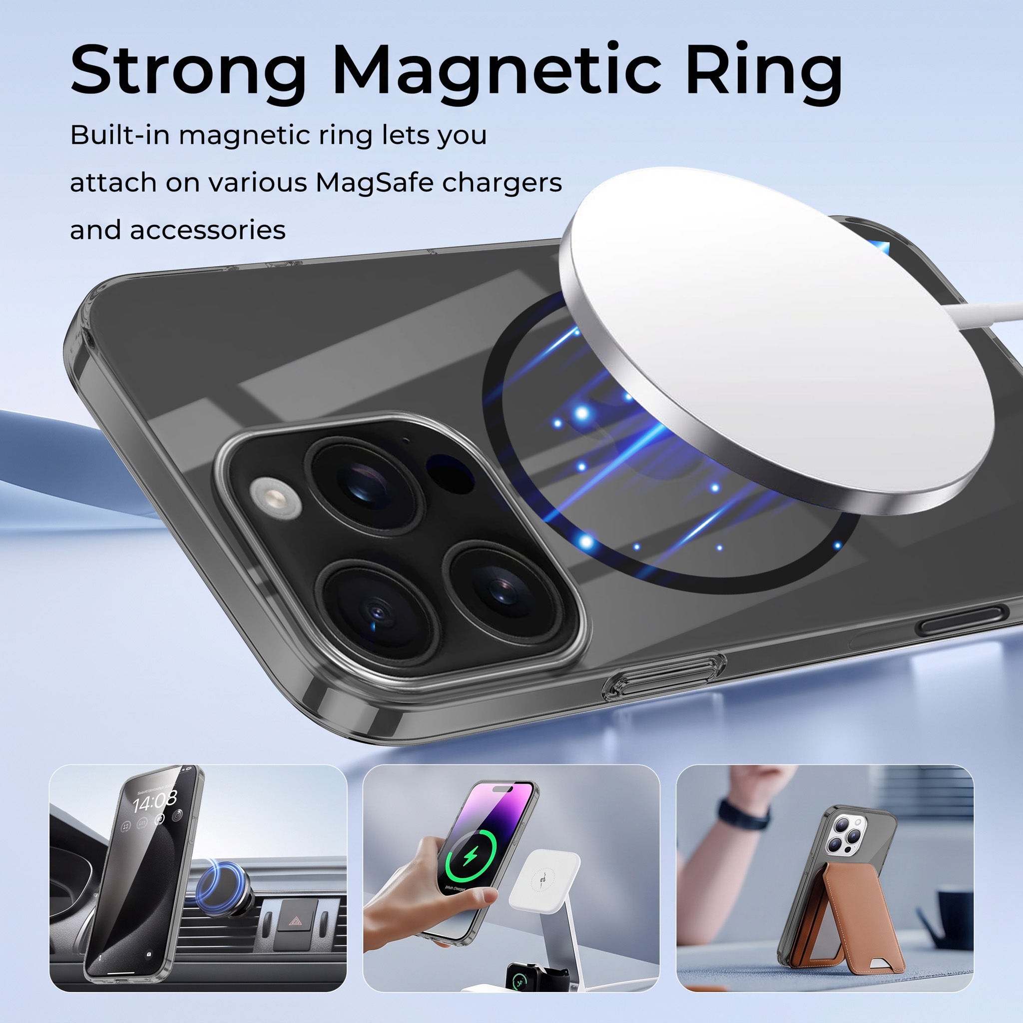 For Apple iPhone 16 Pro Back Case Cover Crystal Anti Yellow (Unbreakable PC | MagSafe Wireless Charging Support |Camera Protection Bump)