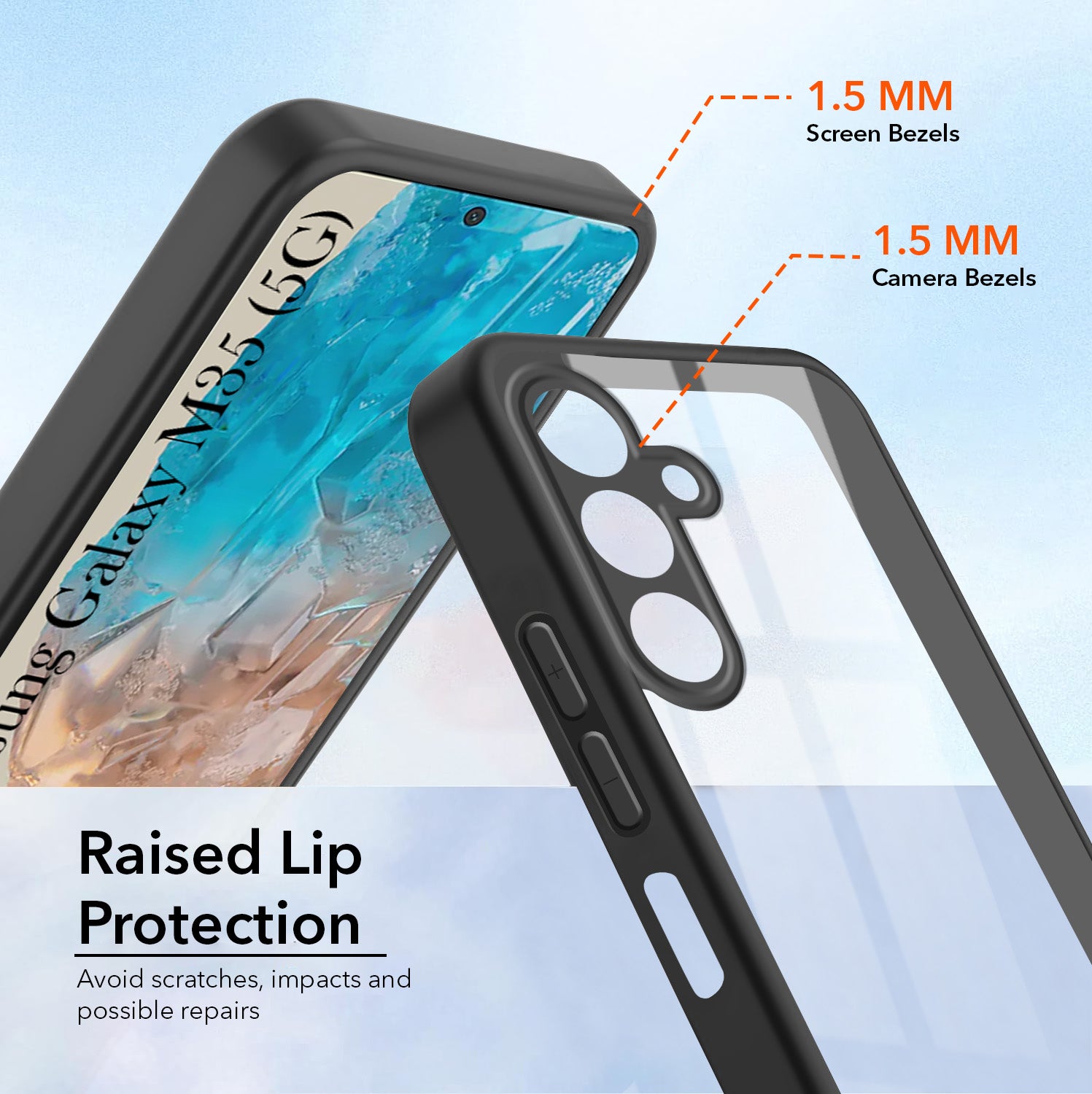 For Samsung Galaxy M35 5G Combo with Back Cover and 9H Tempered Glass (Lifetime Anti-Yellow | Crystal Clear Shockproof | Oleophobic Coating Screen Glass)