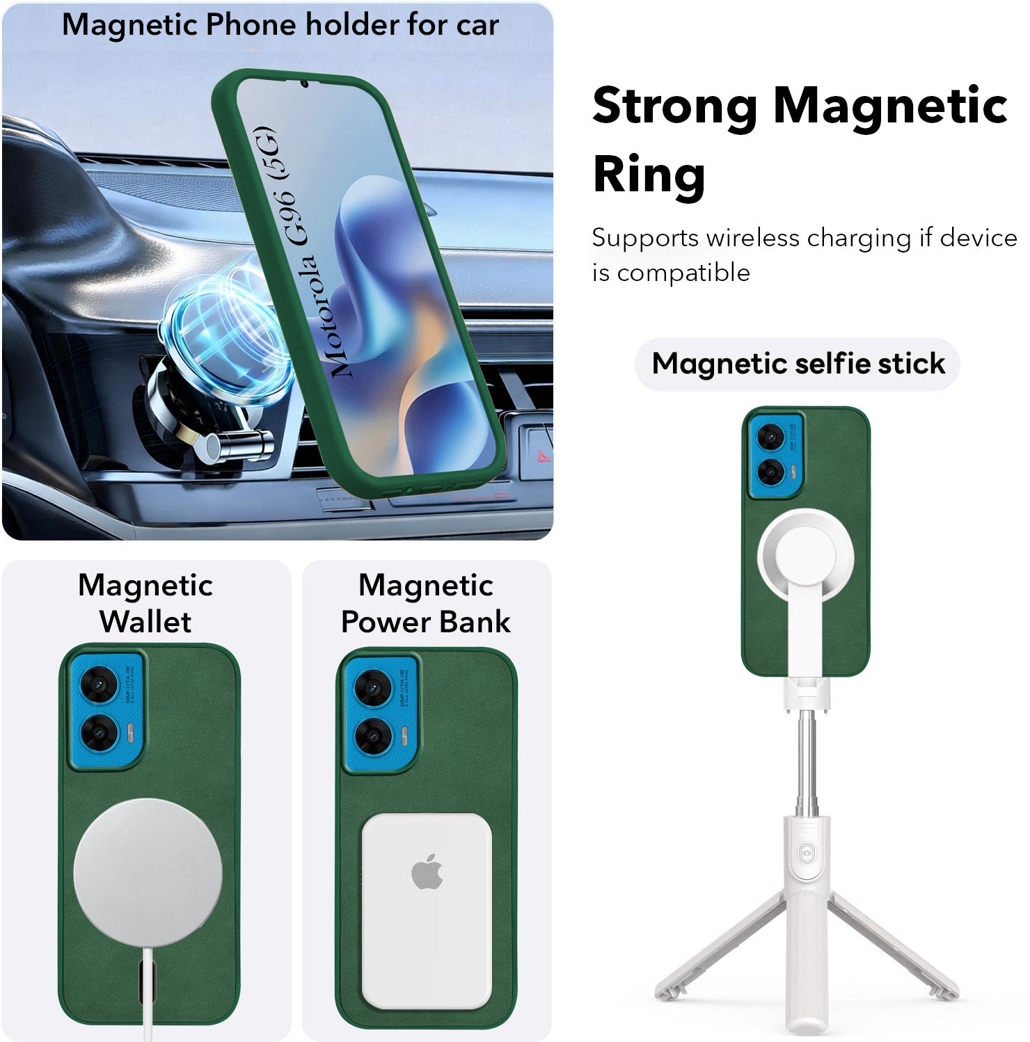 For Motorola Moto G96 Back Cover Case Leather Finish (MagSafe Compatible Wireless Charging | Soft Touch | Camera Bump Protection)