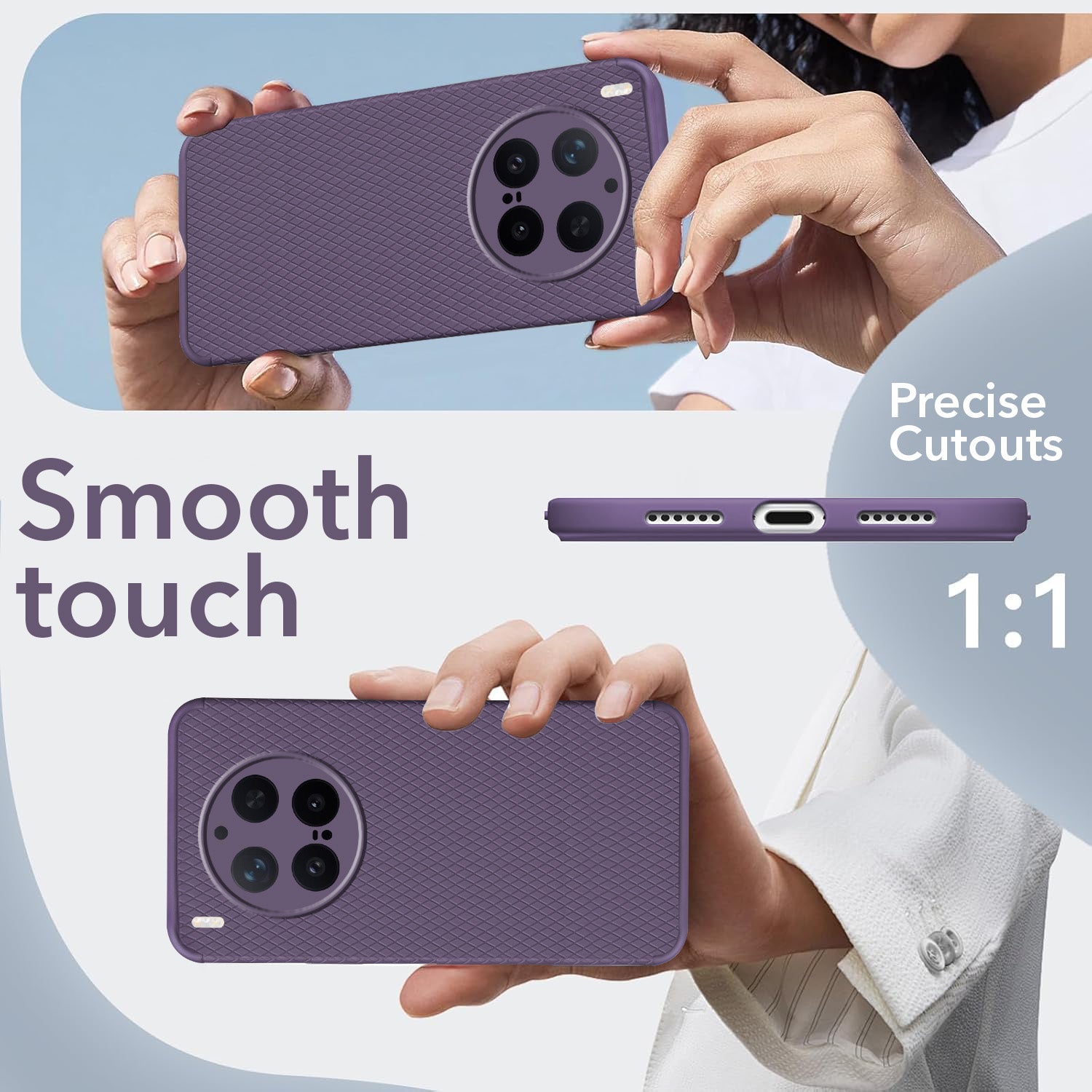 For Vivo X300 Pro Back Cover Case Liquid Silicone (Camera Protection | Side Grip Texture | Soft and Flexible)