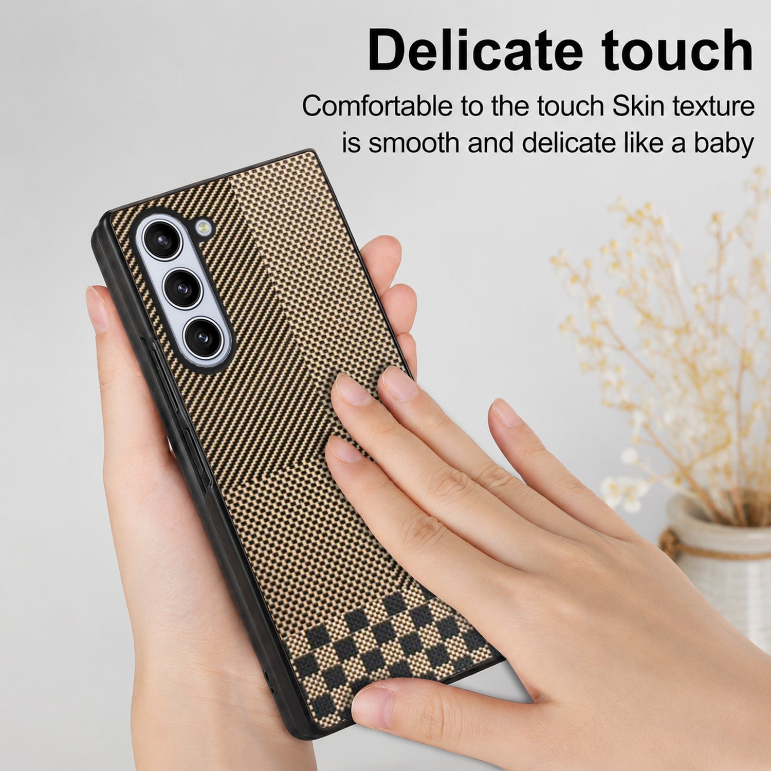 For Samsung Galaxy Z Fold 5 5G Back Flip Case Cover (Craft Printed Design | Hybrid Texture | Inside Microfiber Cloth)