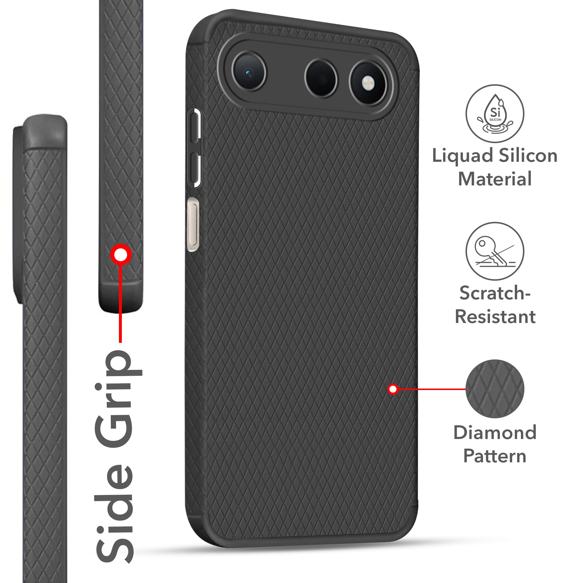 For Tecno Spark 50 Back Cover Case Liquid Silicone (Camera Protection | Side Grip Texture | Soft and Flexible)