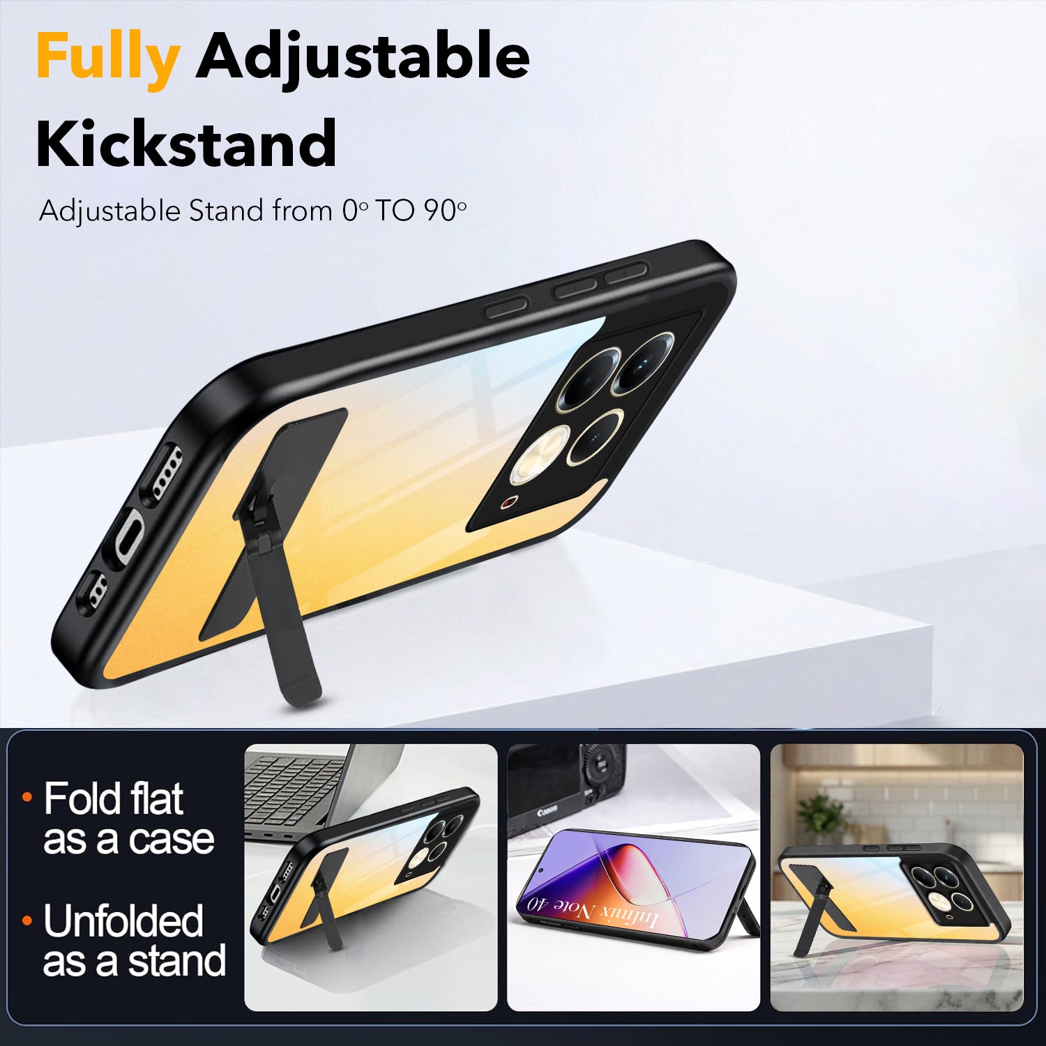 For Infinix Note 40 Back Cover Case (Built-in Stand | Lifetime Anti Yellow | Kickstand Shockproof | Camera Protection | MagSafe Compatible)