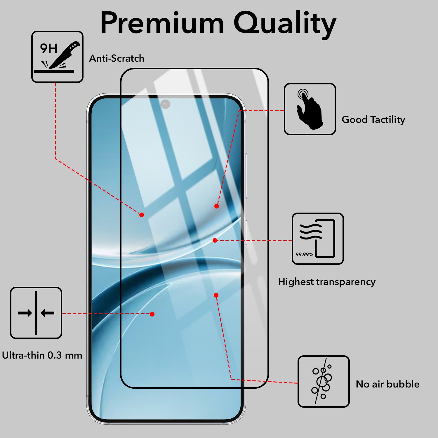 Tempered Glass For Redmi Turbo 5 Military-Grade GorillaScreen Protector With Installation Kit | Shatterproof, Full Coverage, HD Clear, Scratch Resistant (Pack of 1)
