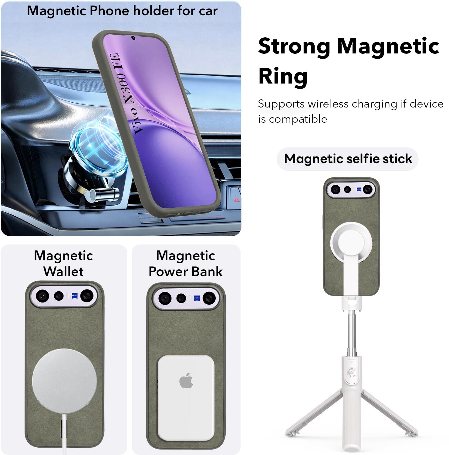 For Vivo X300 FE Back Cover Case Leather Finish (MagSafe Compatible Wireless Charging | Soft Touch | Camera Bump Protection)