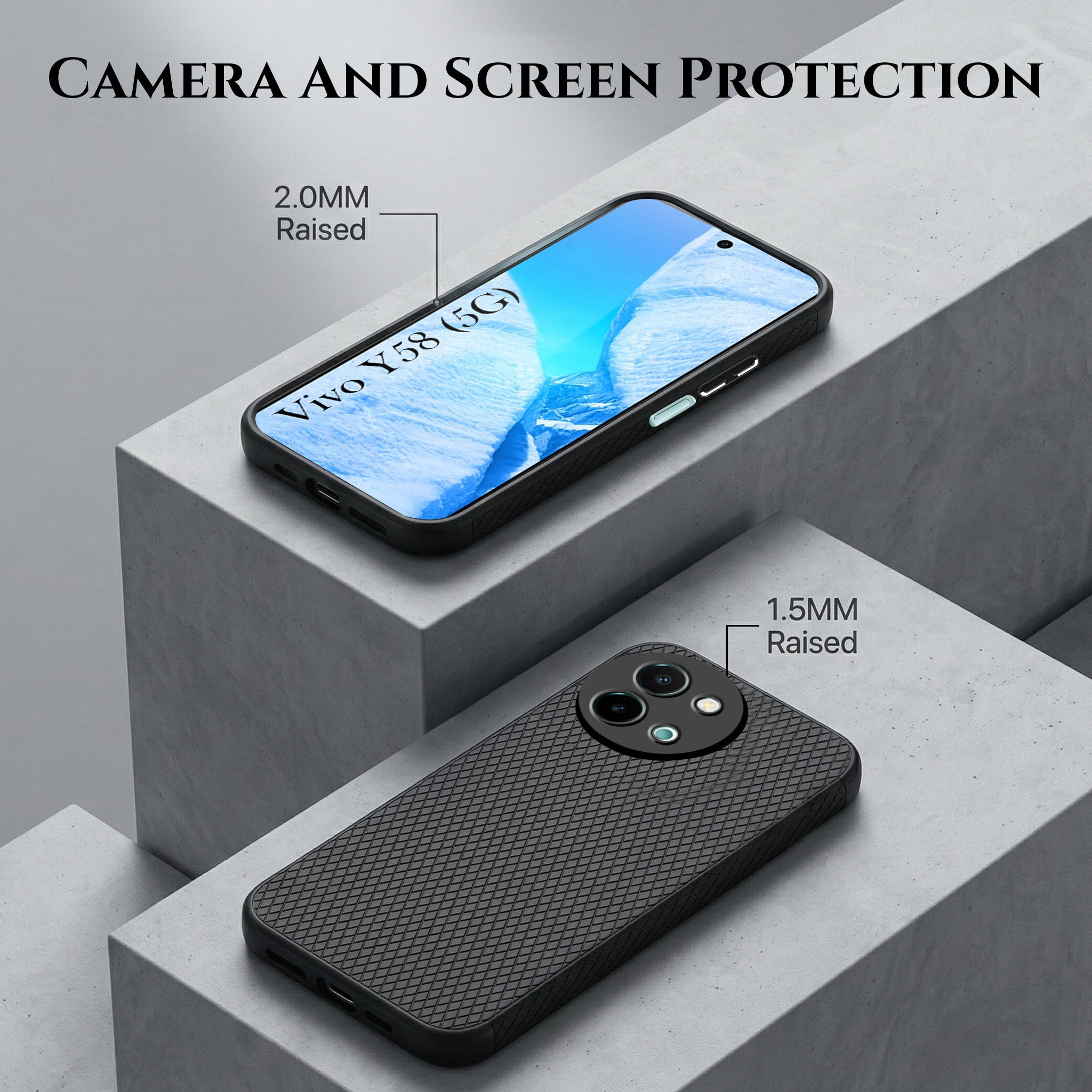 For Vivo Y58 5G Combo with Back Cover and 9H Tempered Glass (Liquid Silicone | Camera Protection | Oleophobic Coating Screen Glass)