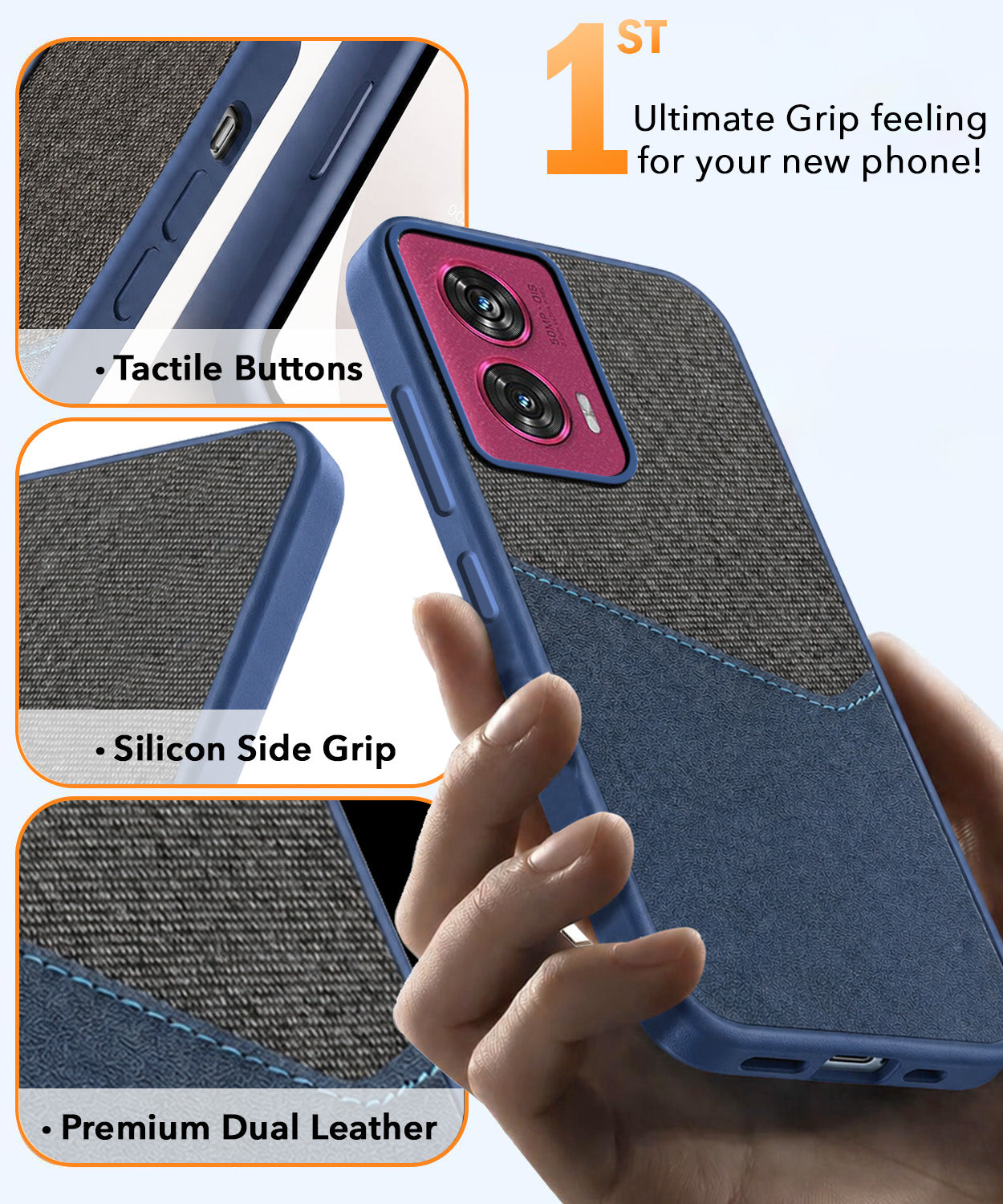 For Motorola Moto Edge 50 Fusion Back Cover Case (Dual PU Leather Stitch | Professional Minimalist | Soft and Flexible)