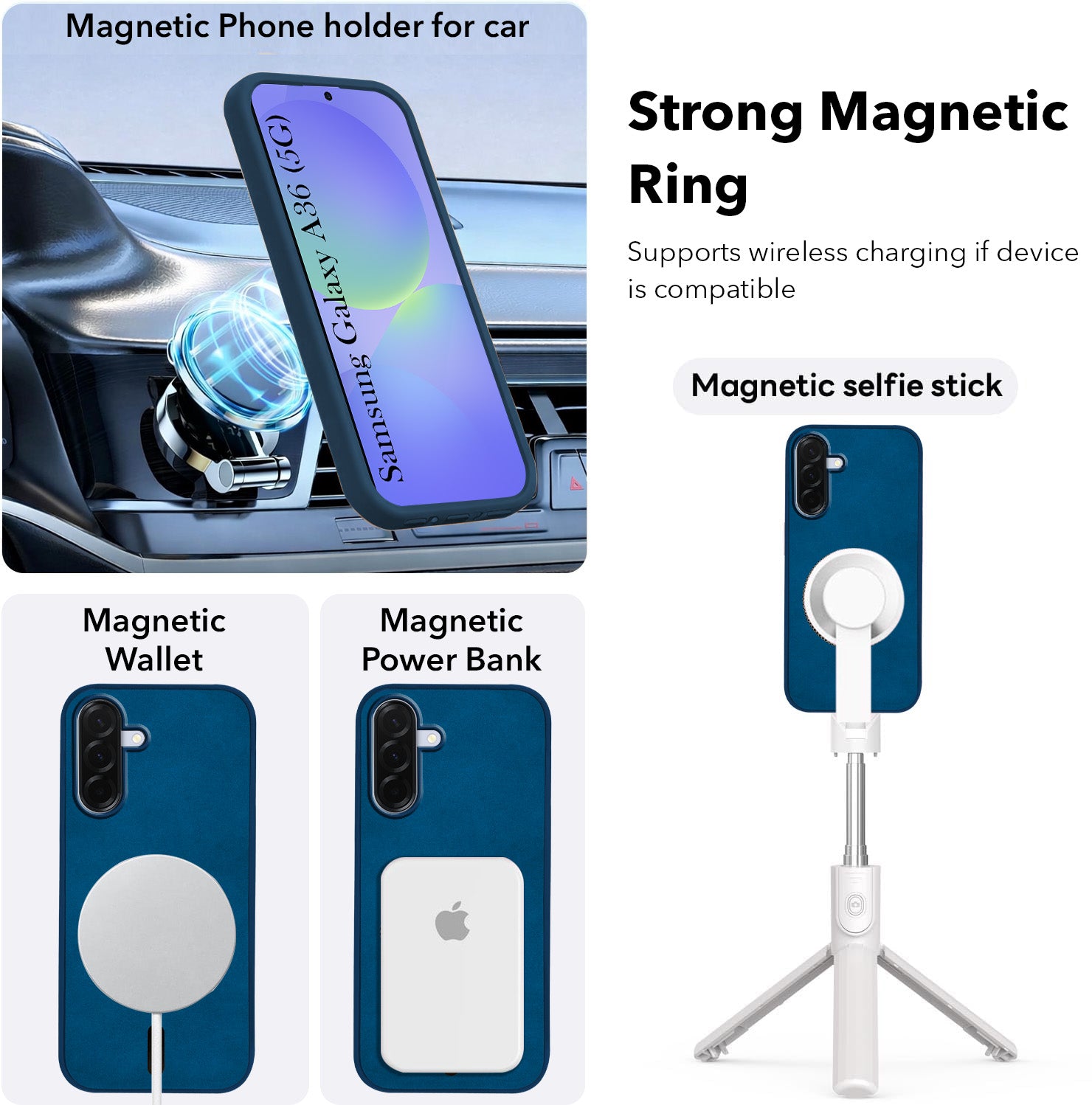 For Samsung Galaxy A36 5G Back Cover Case Leather Finish (MagSafe Compatible Wireless Charging | Soft Touch | Camera Bump Protection)