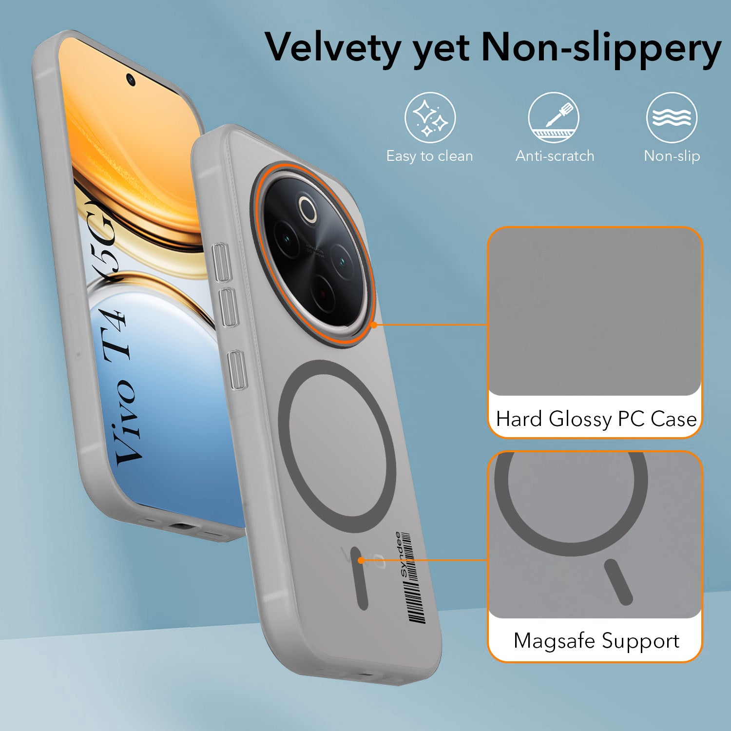 For Vivo T4 Back Cover Case (Soft Touch | Camera Bump Protection | MagSafe Compatible | Matte Finish)