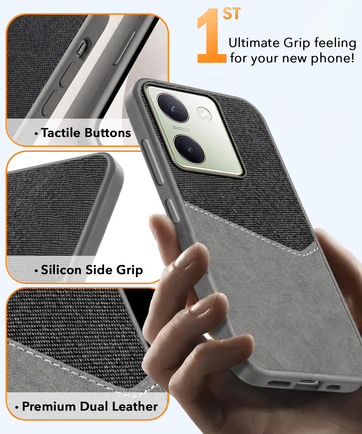 For Vivo Y300 Plus Back Cover Case (Dual PU Leather Stitch | Professional Minimalist | Soft and Flexible)
