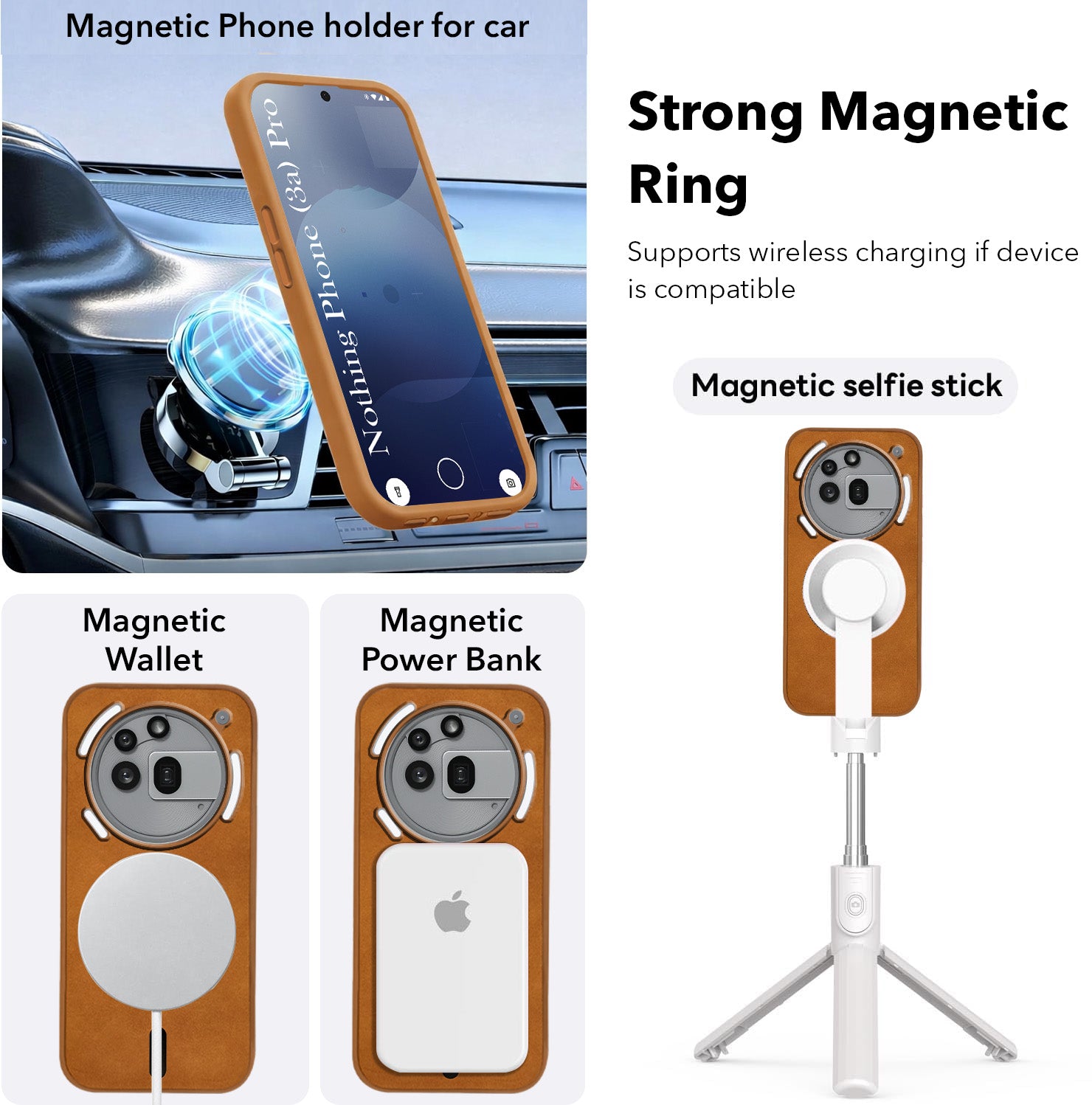 For Nothing Phone 3A Pro 5G Back Cover Case Leather Finish (MagSafe Compatible Wireless Charging | Soft Touch | Camera Bump Protection)