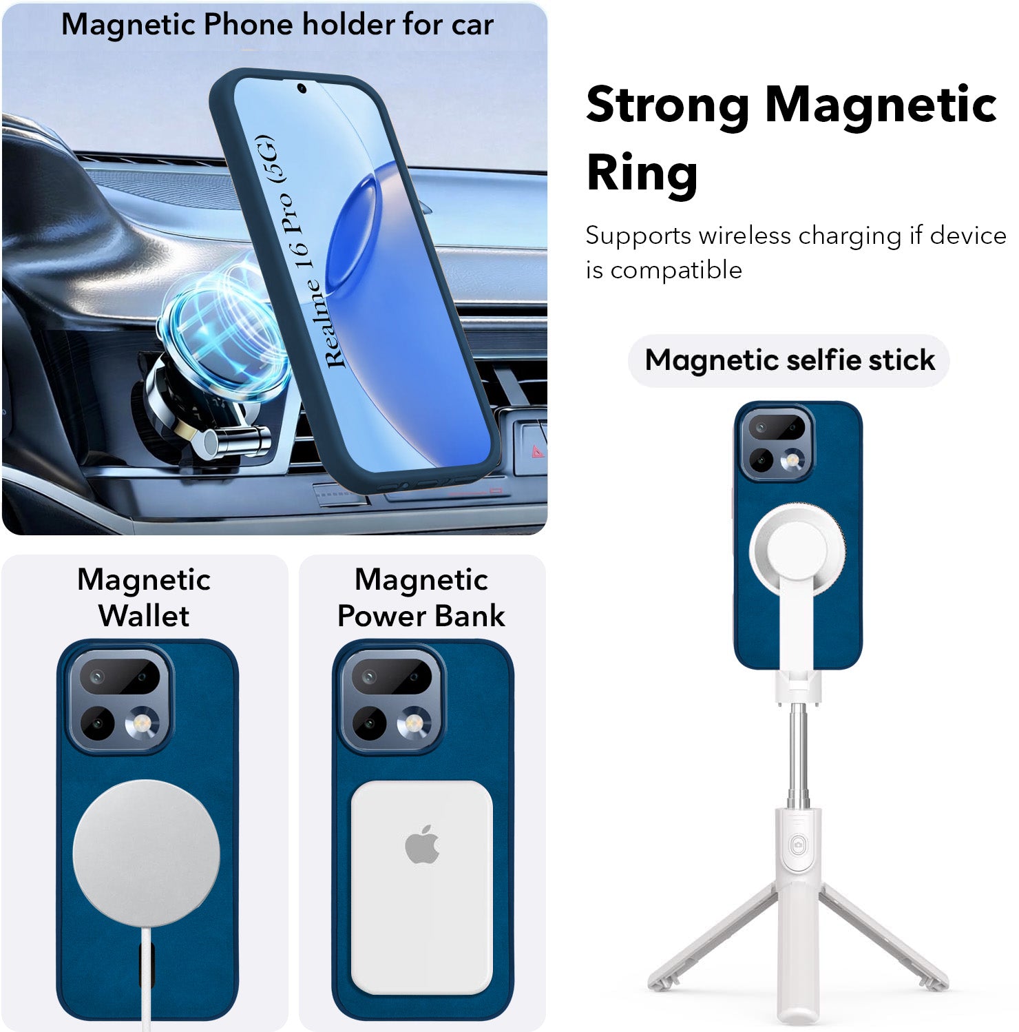 For Realme 16 Pro Back Cover Case Leather Finish (MagSafe Compatible Wireless Charging | Soft Touch | Camera Bump Protection)