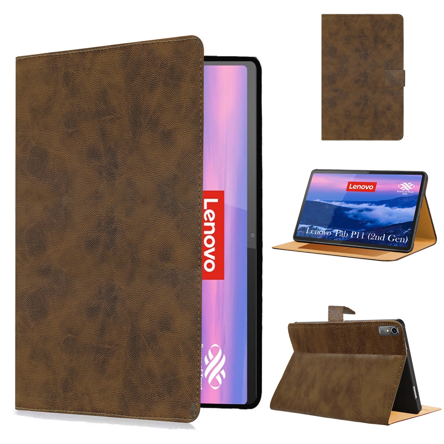 For Lenovo Tab P11 Gen 2 11.5 Inch (X350XU) Flip Cover Folio Cover (PU Leather | Multi-Angle Smart Stand | Card Storage Slots | Silicone Back Pouch)