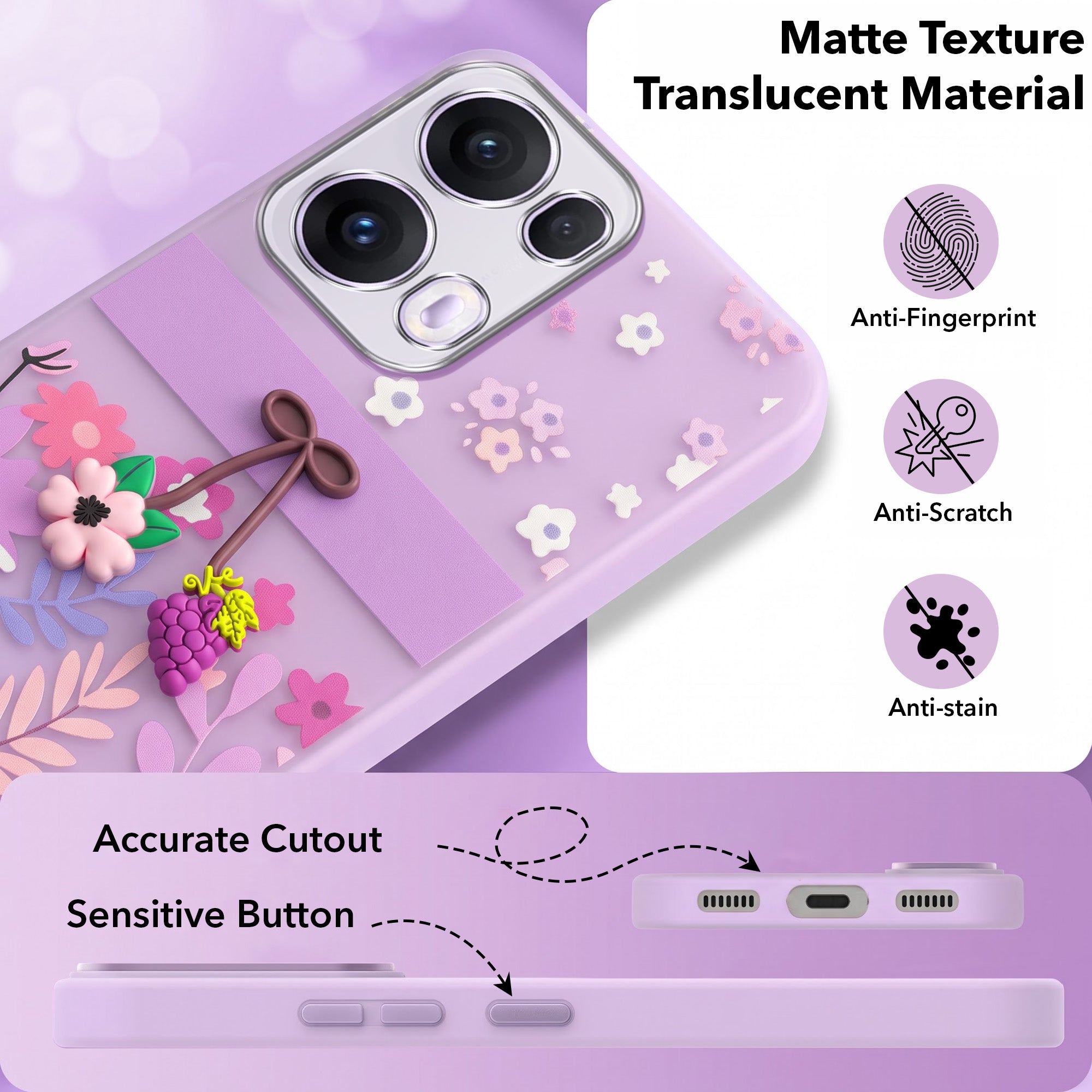 For Oppo Reno13 Pro 5G | Oppo Reno 13 Pro 5G Back Cover Case (3D Cute Cartoons | Hard Back Side Soft | Matte Premium Finish | HD Printing)