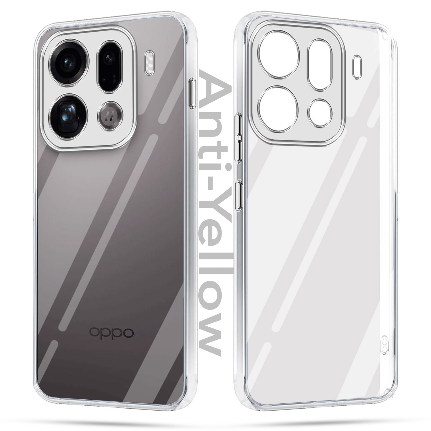 For Oppo Find X9 Pro Combo with Back Cover and 9H Tempered Glass (Lifetime Anti-Yellow | Sleek Hard Crystal | Oleophobic Coating Screen Glass)