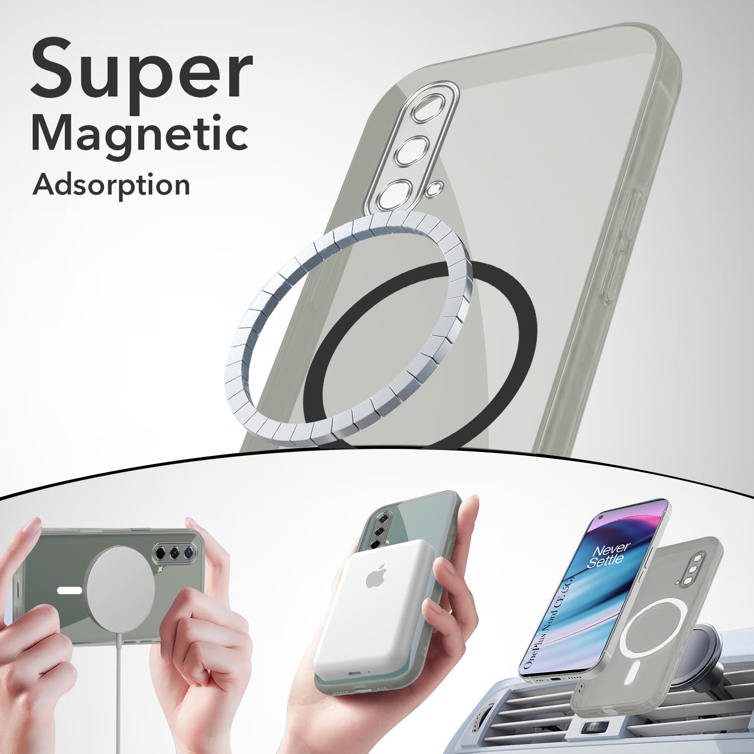 For OnePlus Nord CE 5G Lifetime Anti-Yellow MagSafe Compatible Clear Back Cover Case (Sleek Hard Crystal | Shockproof and Camera Protection)