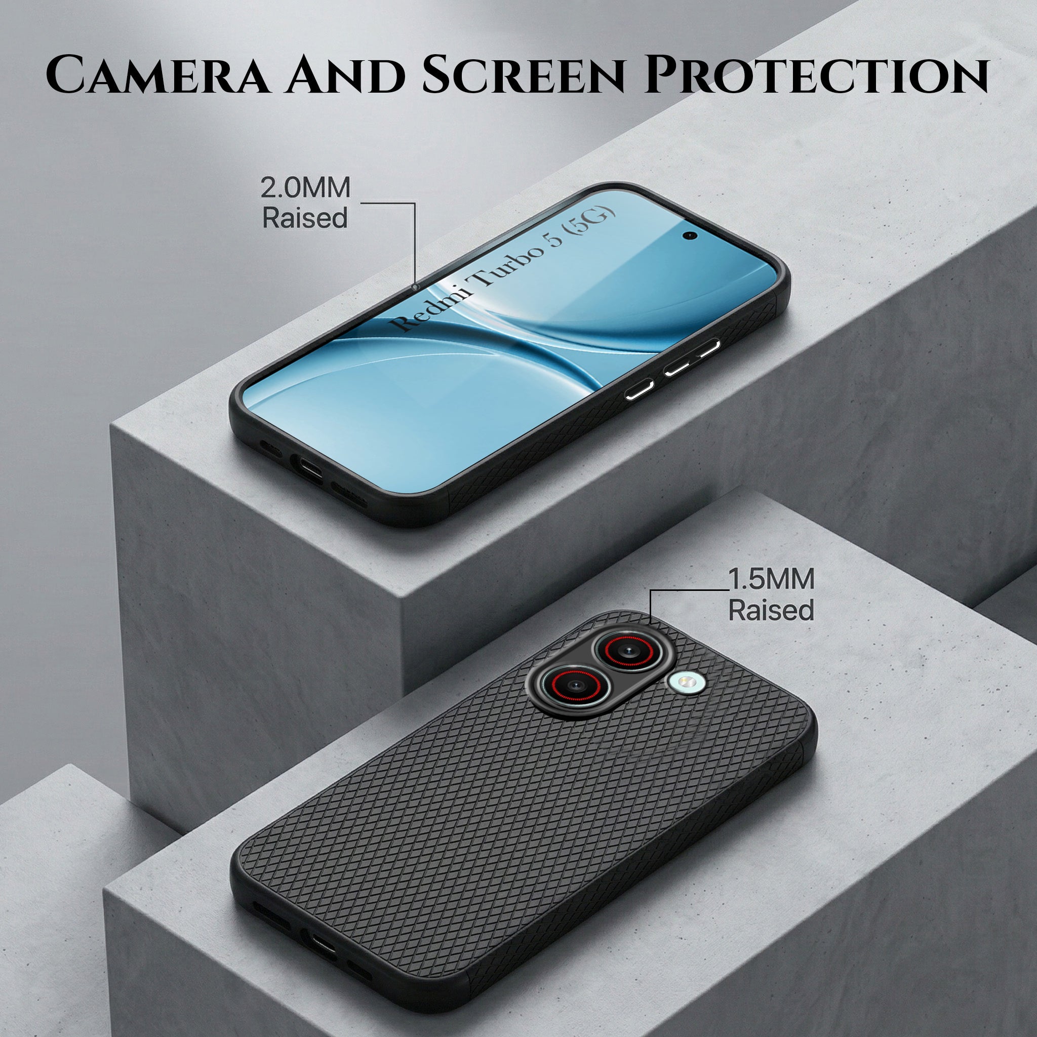For Redmi Turbo 5 Combo with Back Cover and 9H Tempered Glass (Liquid Silicone | Camera Protection | Oleophobic Coating Screen Glass)