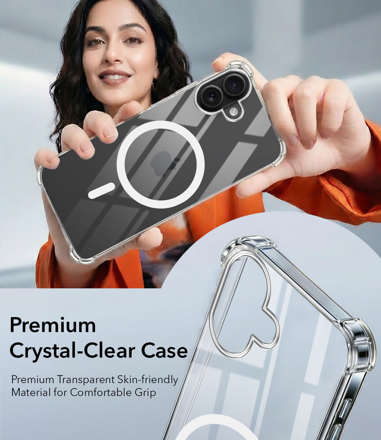 For Apple iPhone 16 Plus Back Cover Shockproof Crystal-Clear (Magsafe Wireless Support | Drop & Camera Protection | Hard Polycarbonate)