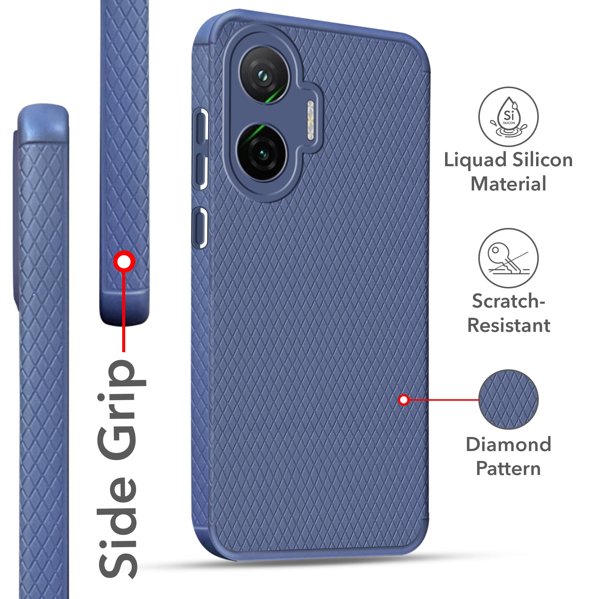 For Xiaomi Poco F7 5G Back Cover Case (Liquid Silicone | Side Grip | Camera Protection)