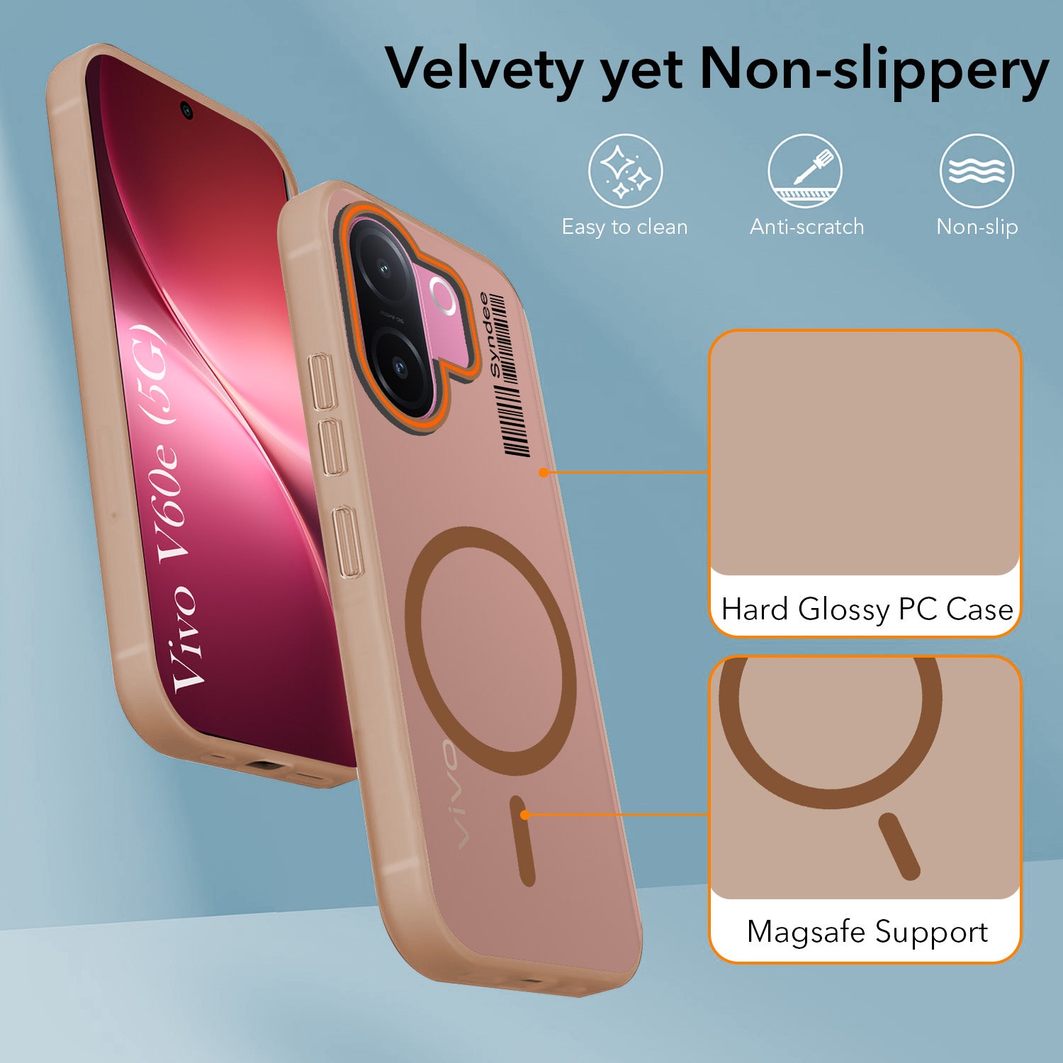 For Vivo V60e Back Cover Case (Soft Touch | Camera Bump Protection | MagSafe Compatible | Matte Finish)