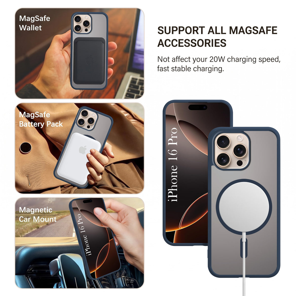 For Apple iPhone 16 Pro Matte Finish Back Case Cover (MagSafe Compatible | Translucent Soft Touch | Slim and Unbreakable)