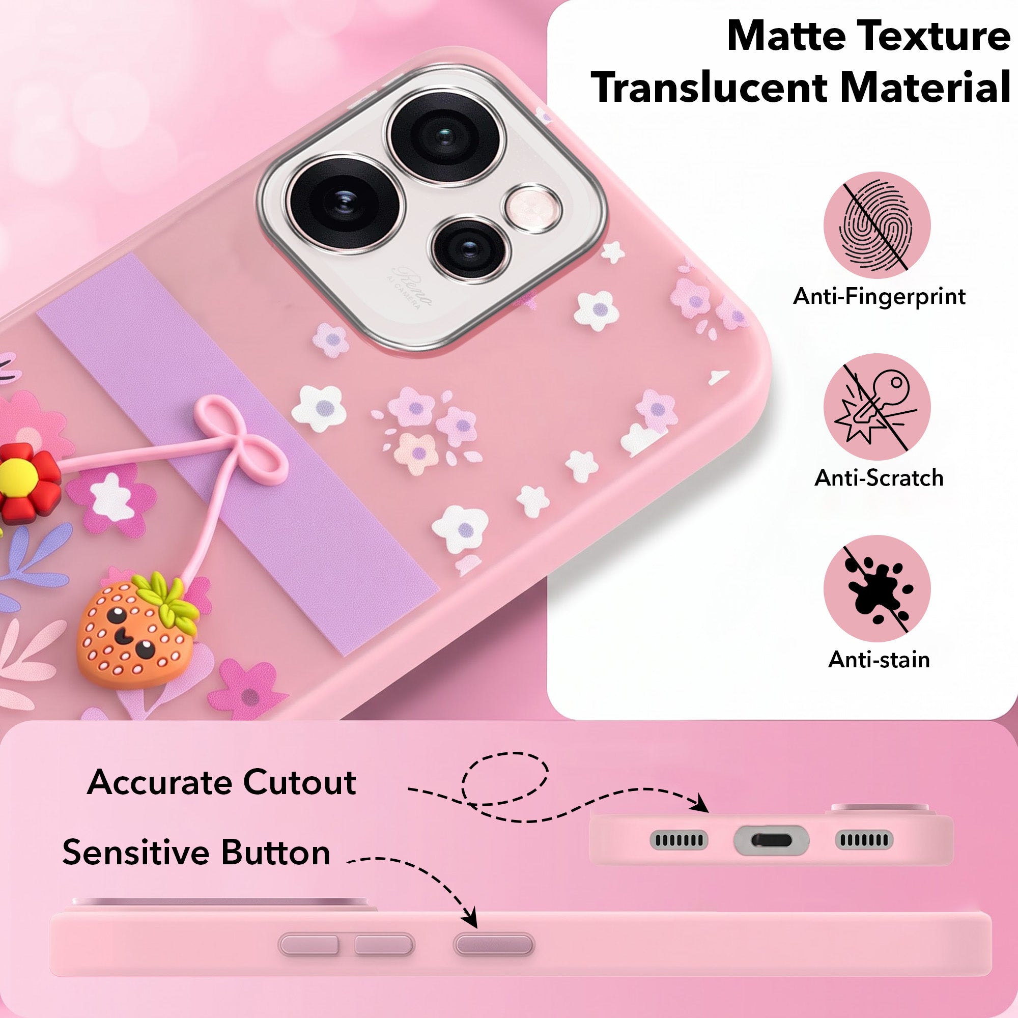For Oppo Reno15 Pro Mini 5G | Oppo Reno 15 Pro Mini 5G Back Cover Case (3D Cute Cartoons | Hard Back Side Soft | Matte Premium Finish | HD Printing)