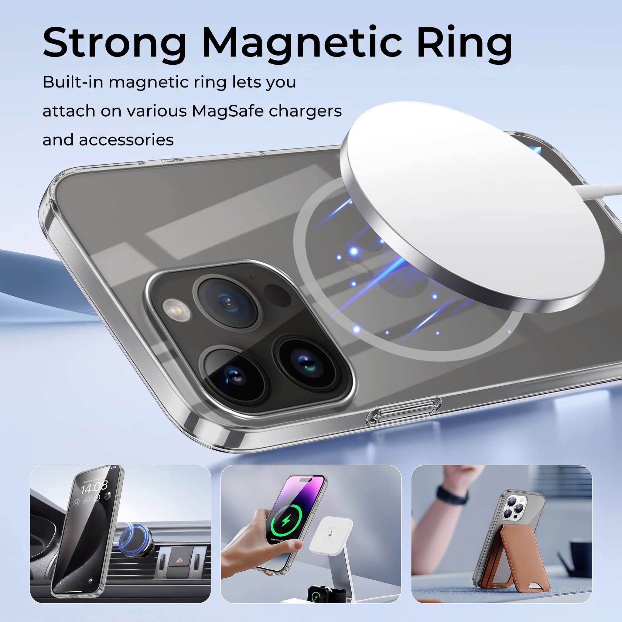 For Apple iPhone 14 Pro Max Back Case Cover Crystal Anti Yellow (Unbreakable PC | MagSafe Wireless Charging Support |Camera Protection Bump)