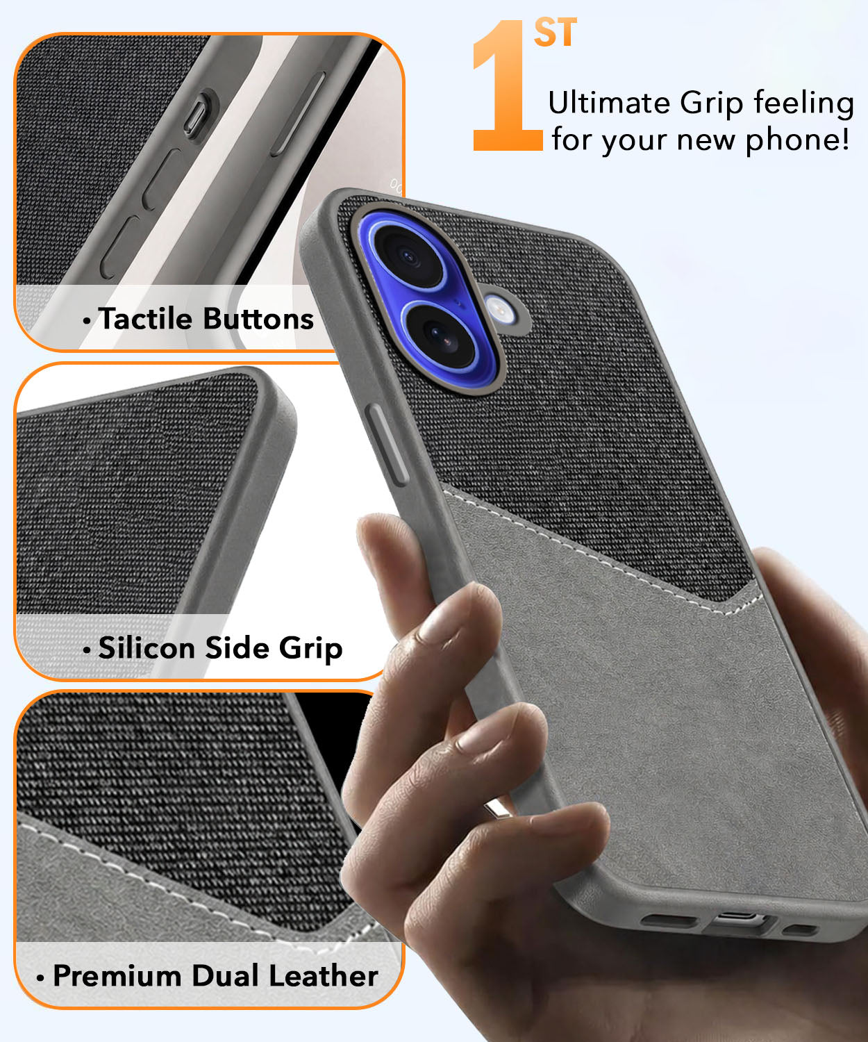For Apple iPhone 16 Back Cover Case (Dual PU Leather Stitch | Professional Minimalist | Soft and Flexible)